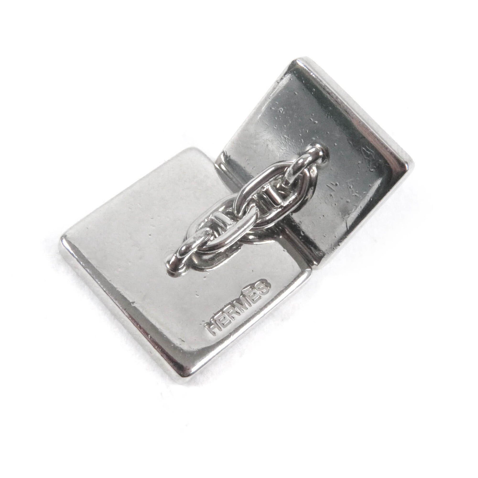 Hermes HERMES Chevron Stripe Square Chaine d'Anc Cufflinks, Silver and Red, Men's Business Wear. Size ONE SIZE - 4 Thumbnail