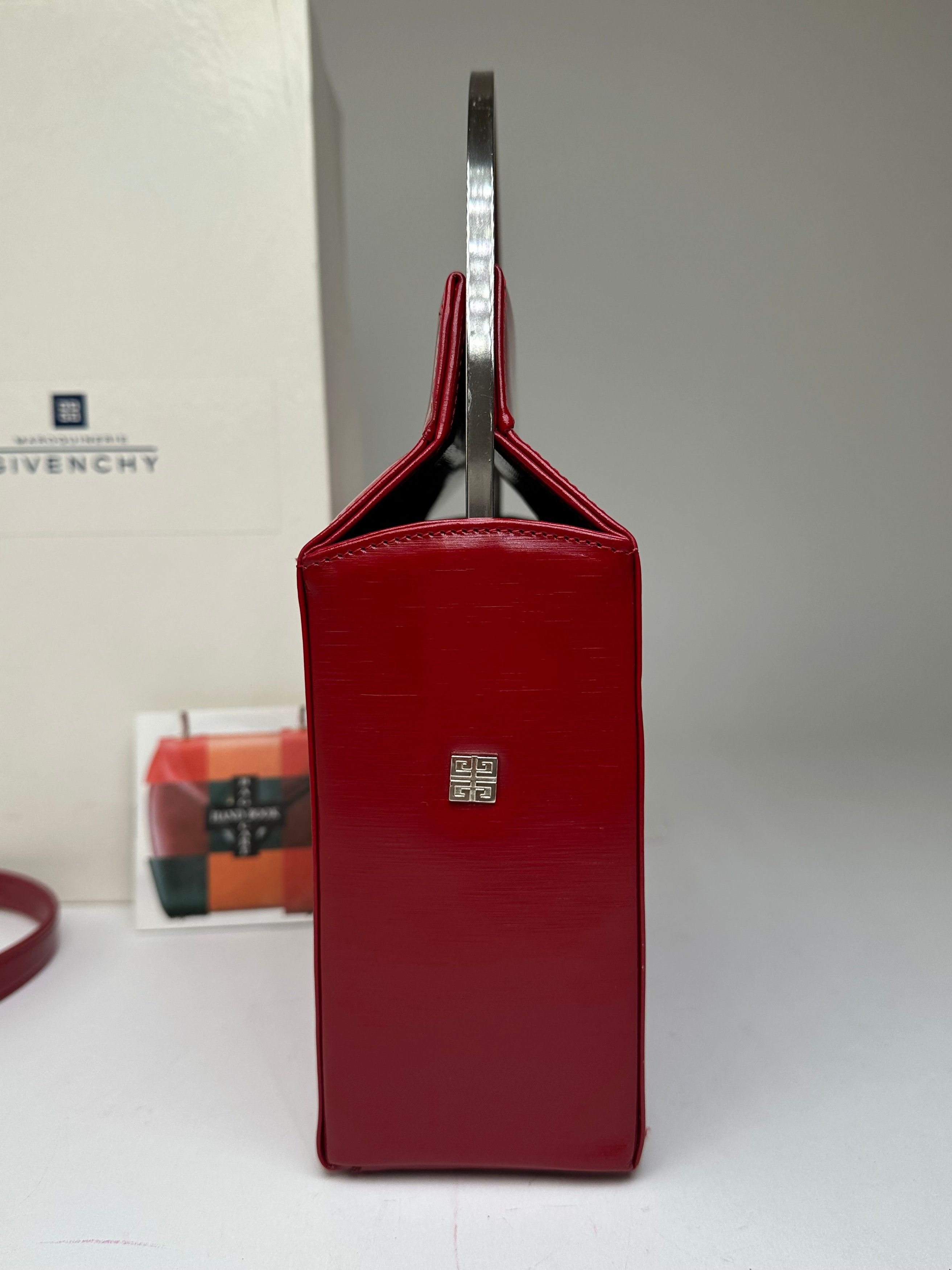 Givenchy Vintage Textured Leather Top Handle Handbag Red Size ONE SIZE - 4 Thumbnail
