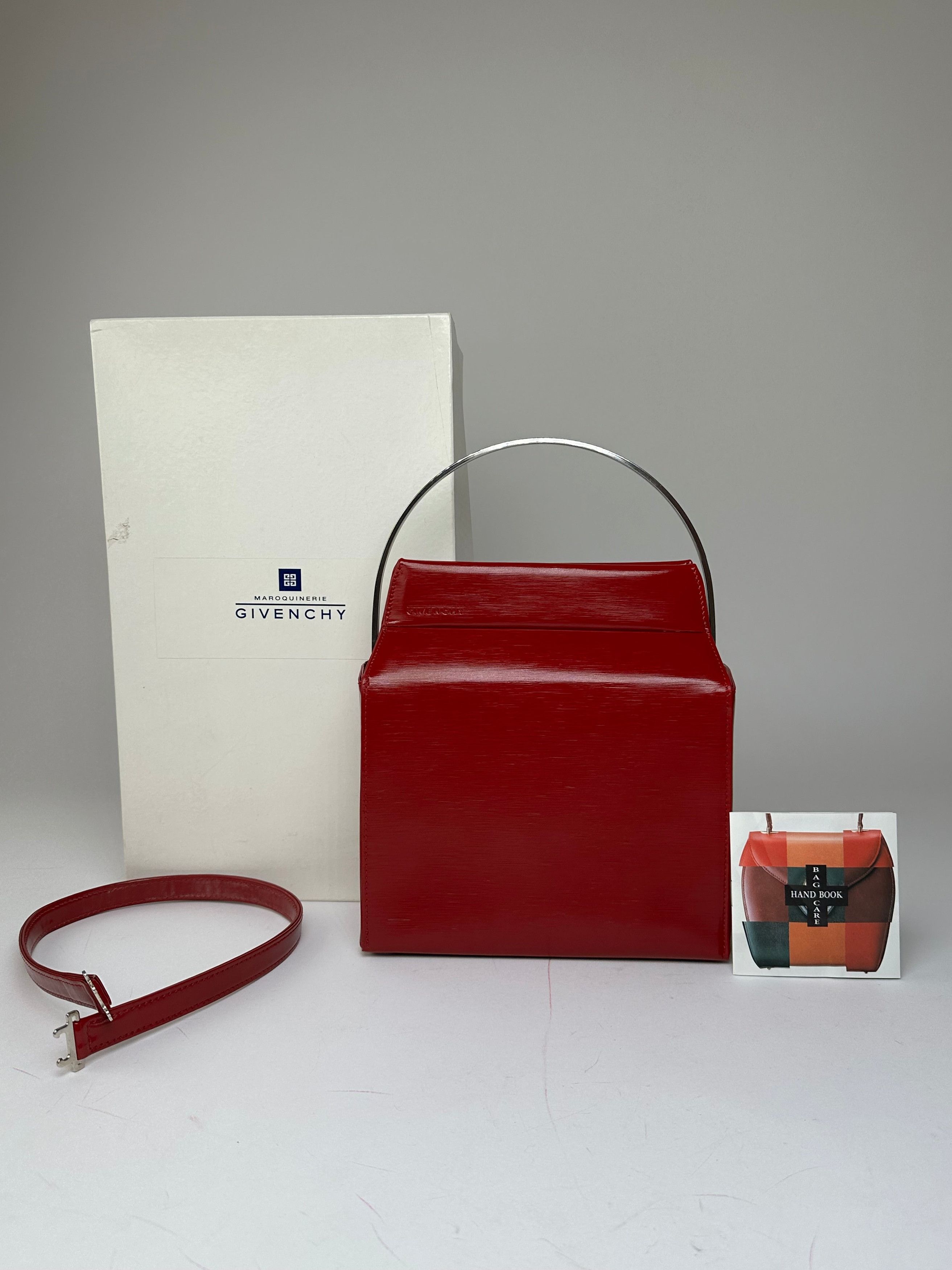 Givenchy Vintage Textured Leather Top Handle Handbag Red Size ONE SIZE - 6 Thumbnail