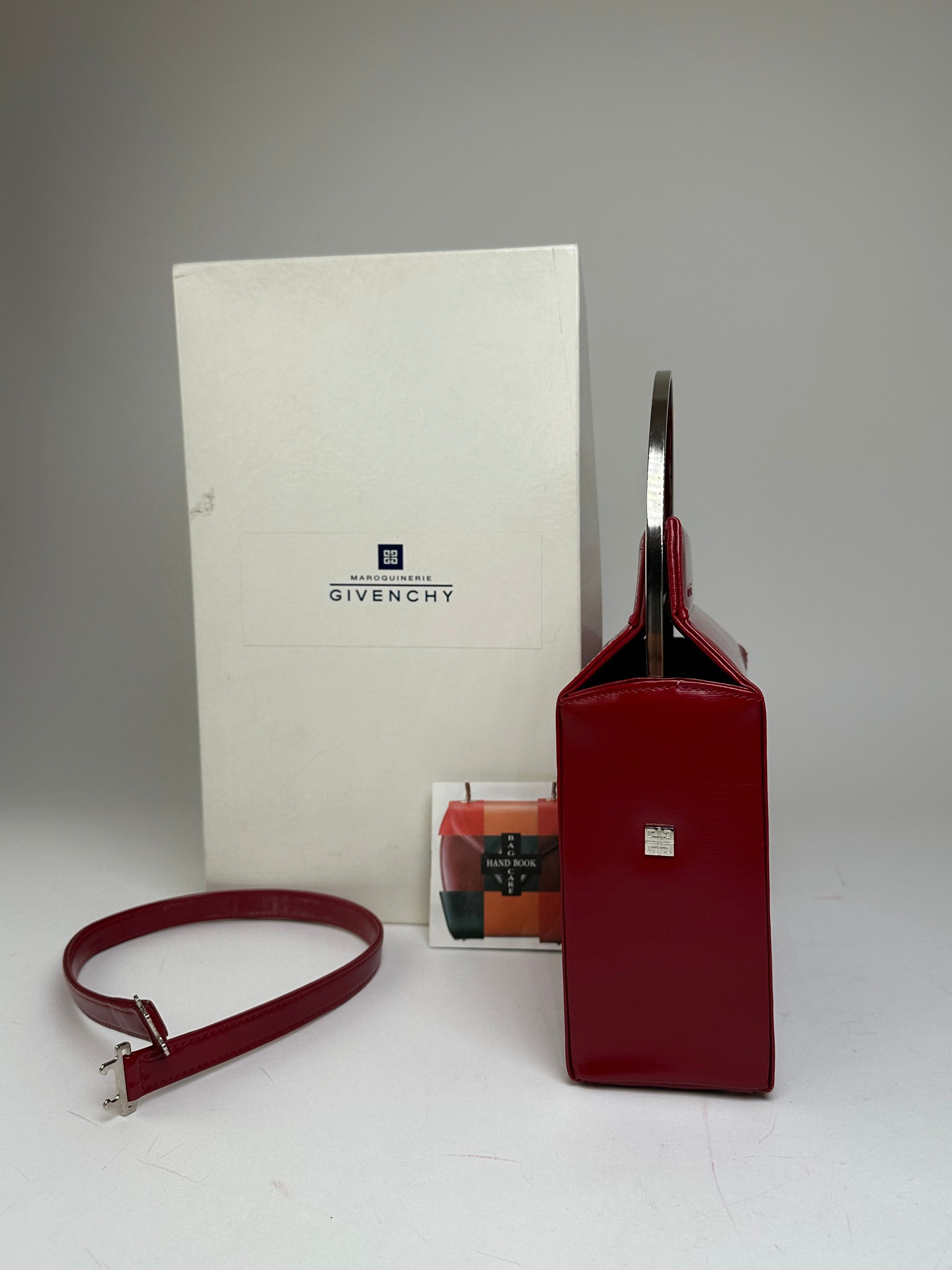 Givenchy Vintage Textured Leather Top Handle Handbag Red Size ONE SIZE - 11 Thumbnail