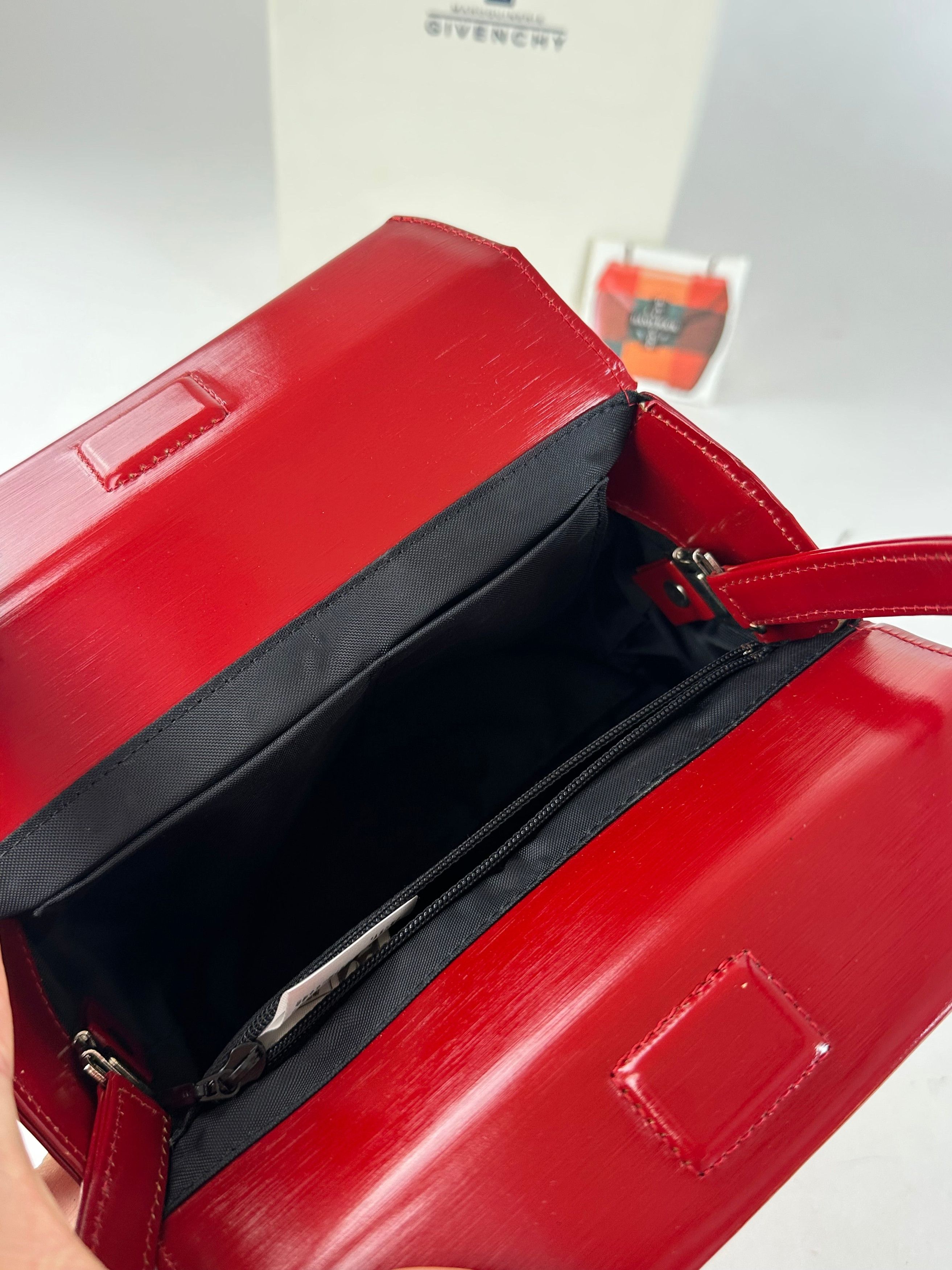 Givenchy Vintage Textured Leather Top Handle Handbag Red Size ONE SIZE - 3 Thumbnail