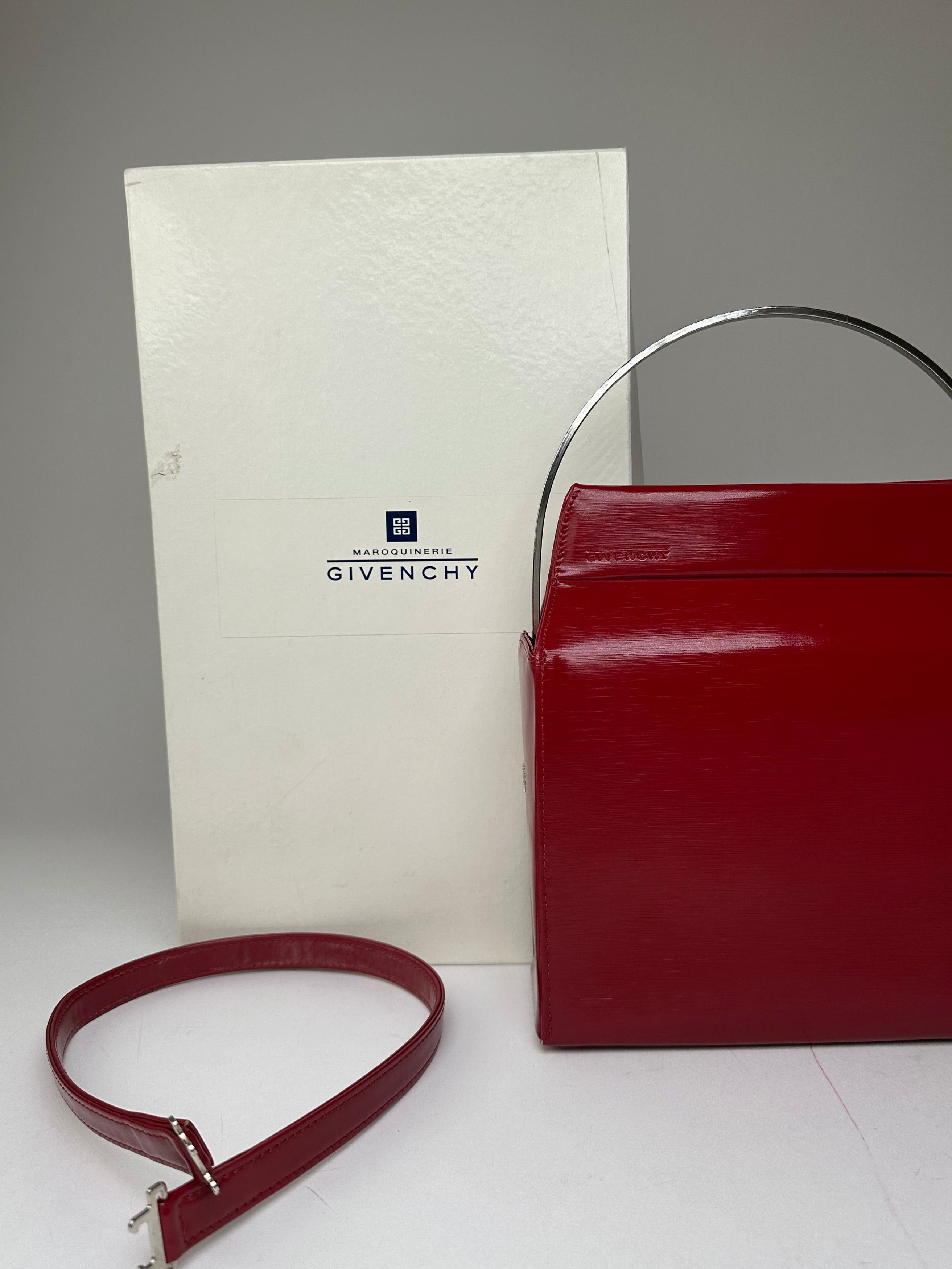 Givenchy Vintage Textured Leather Top Handle Handbag Red Size ONE SIZE - 9 Thumbnail