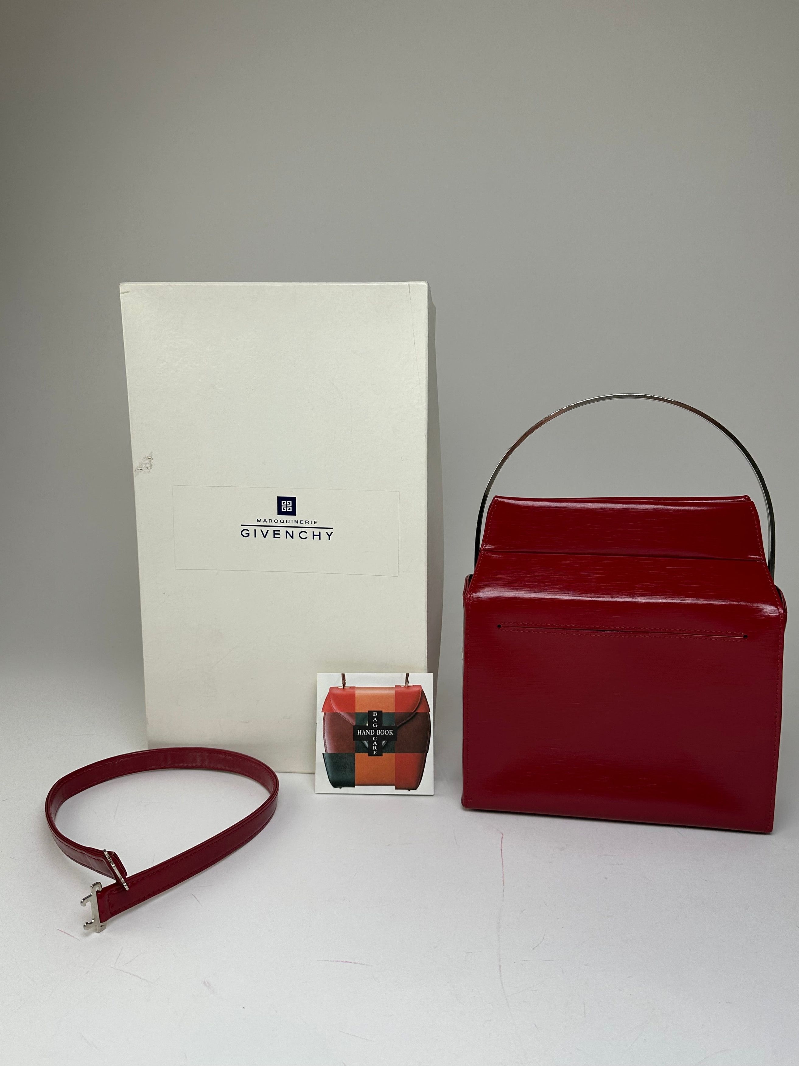 Givenchy Vintage Textured Leather Top Handle Handbag Red Size ONE SIZE - 2 Thumbnail