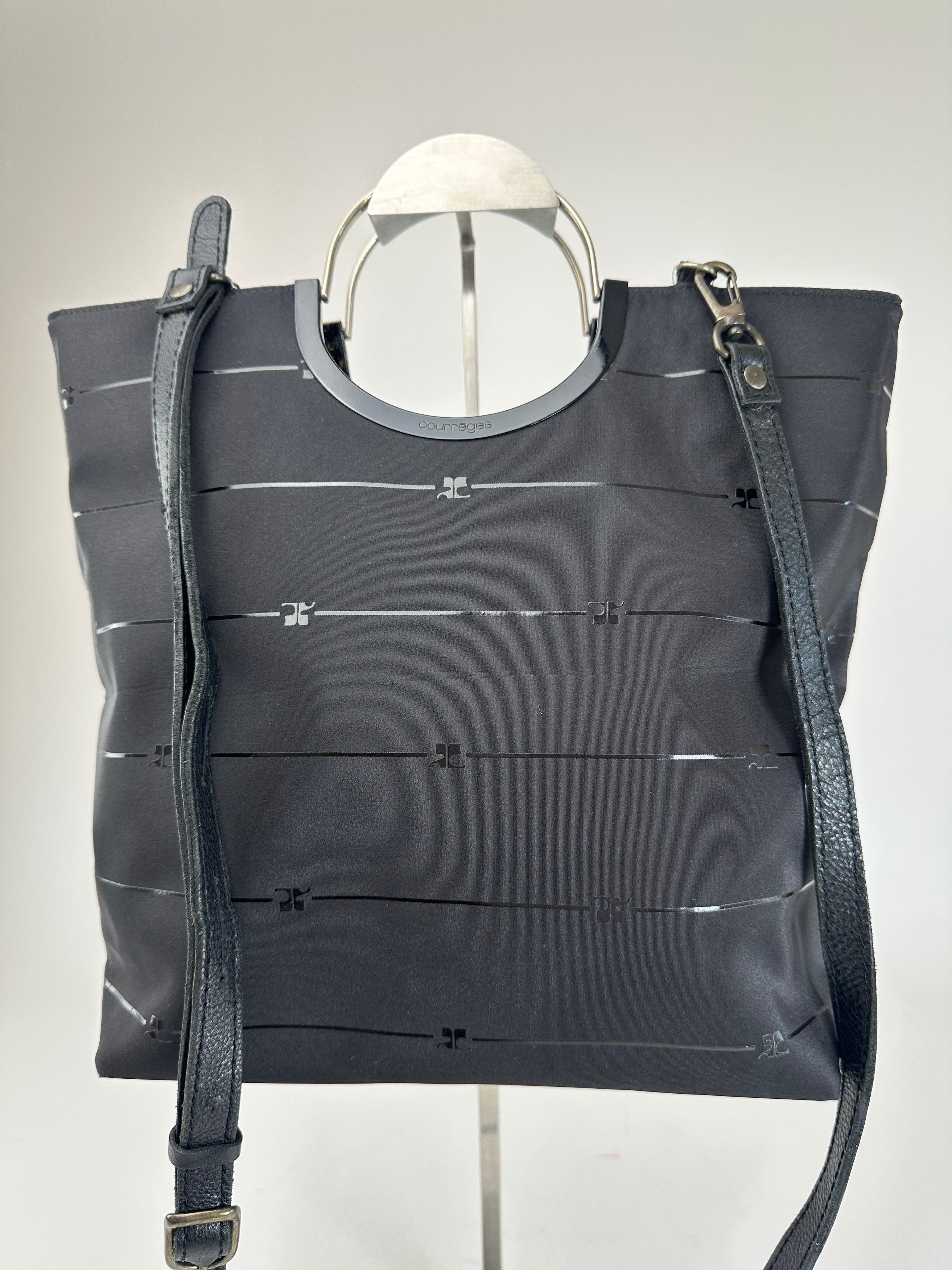 Courreges Vintage Courrèges AC Monogram 2Way Tote Bag Black Size ONE SIZE - 13 Thumbnail