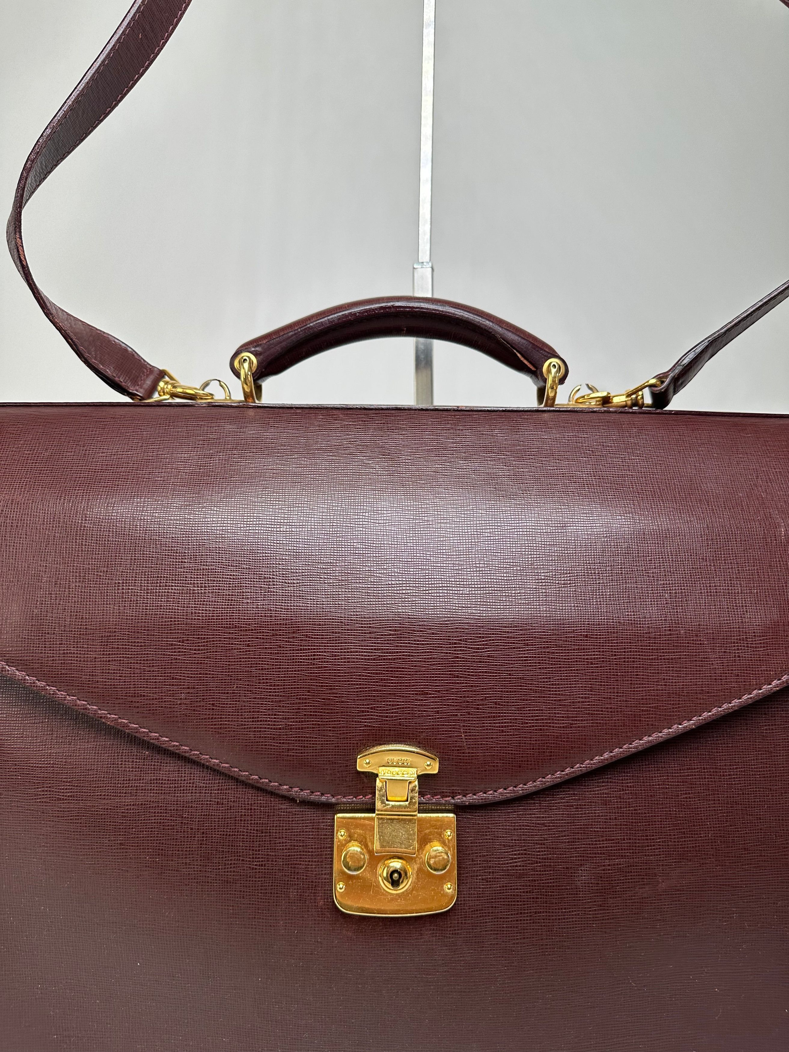 Gucci Vintage 2Way Leather Briefcase Burgundy Size ONE SIZE - 7 Thumbnail