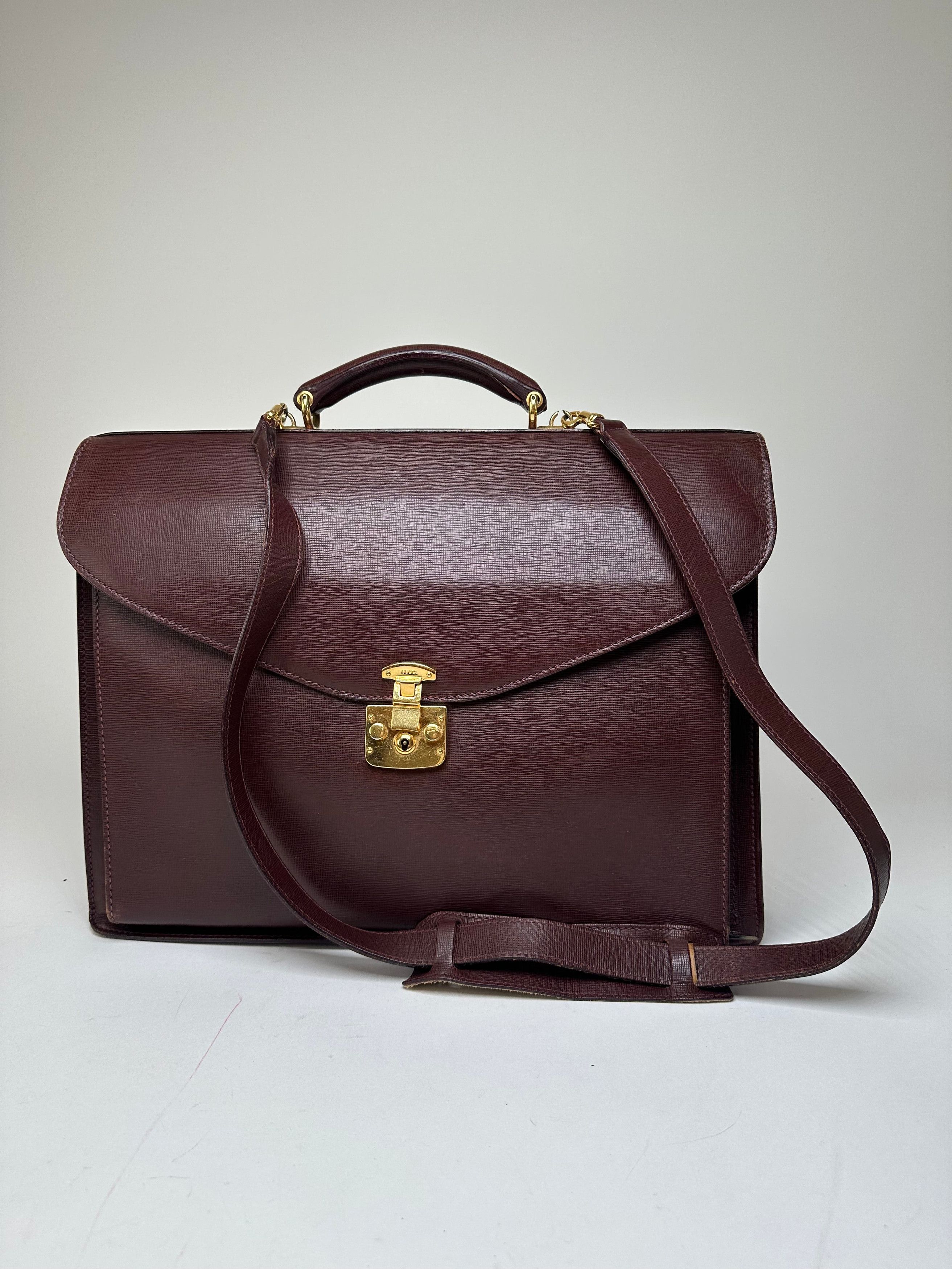 Gucci Vintage 2Way Leather Briefcase Burgundy Size ONE SIZE - 8 Thumbnail