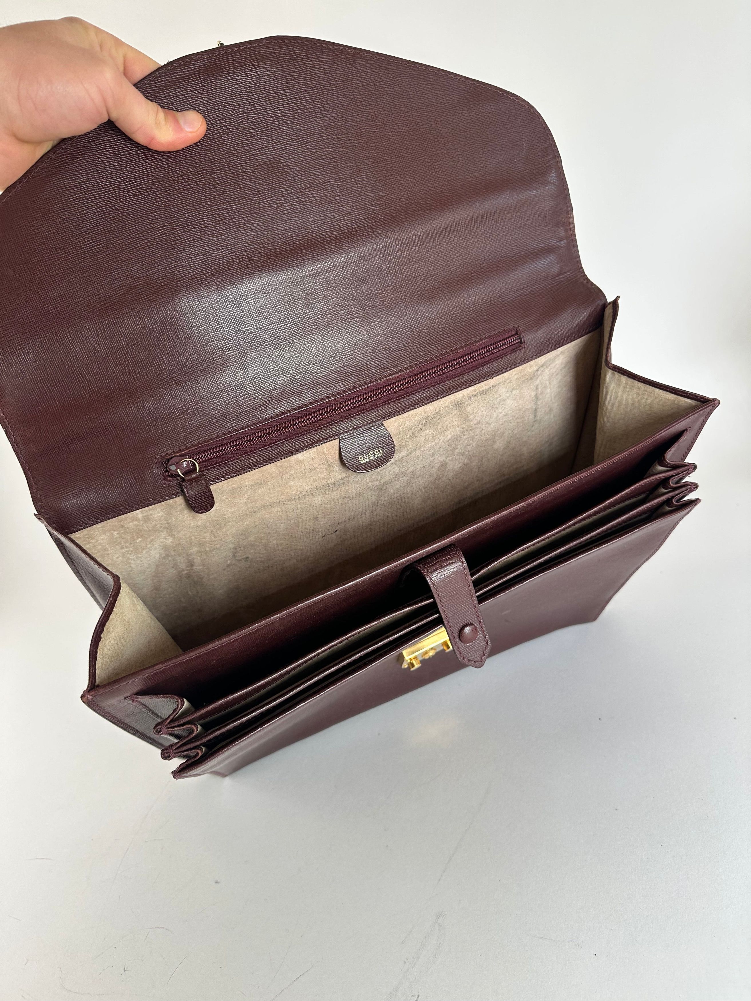 Gucci Vintage 2Way Leather Briefcase Burgundy Size ONE SIZE - 3 Thumbnail