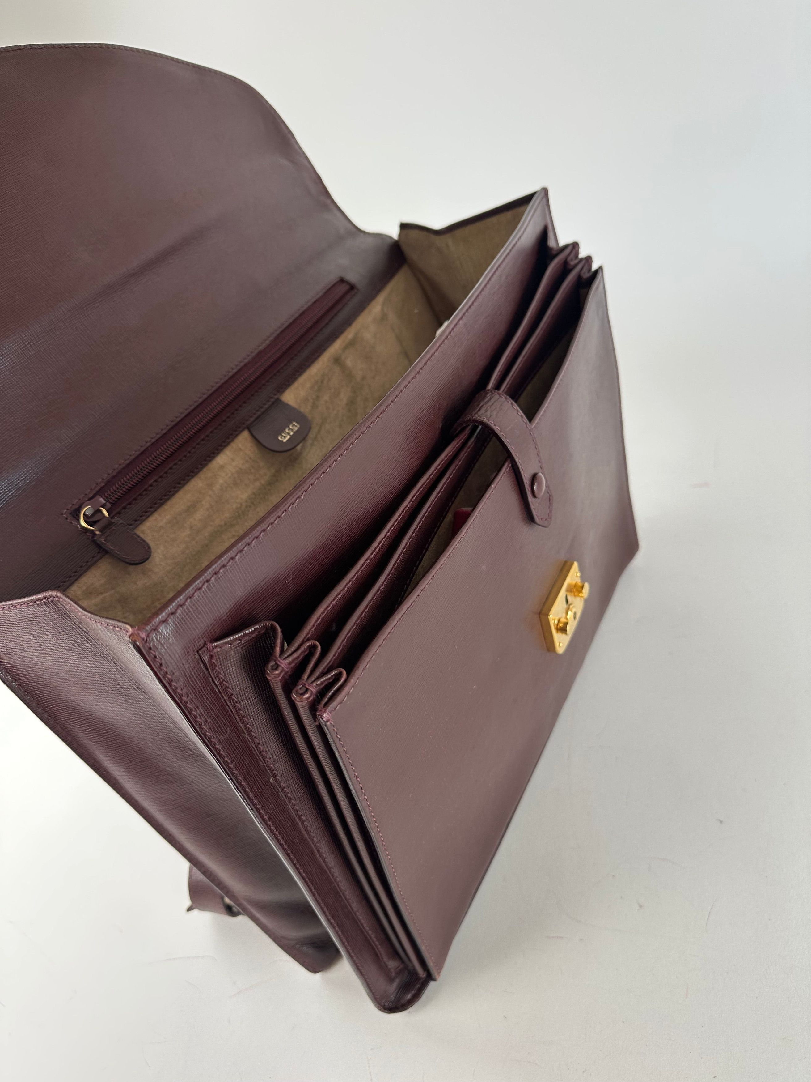 Gucci Vintage 2Way Leather Briefcase Burgundy Size ONE SIZE - 6 Thumbnail