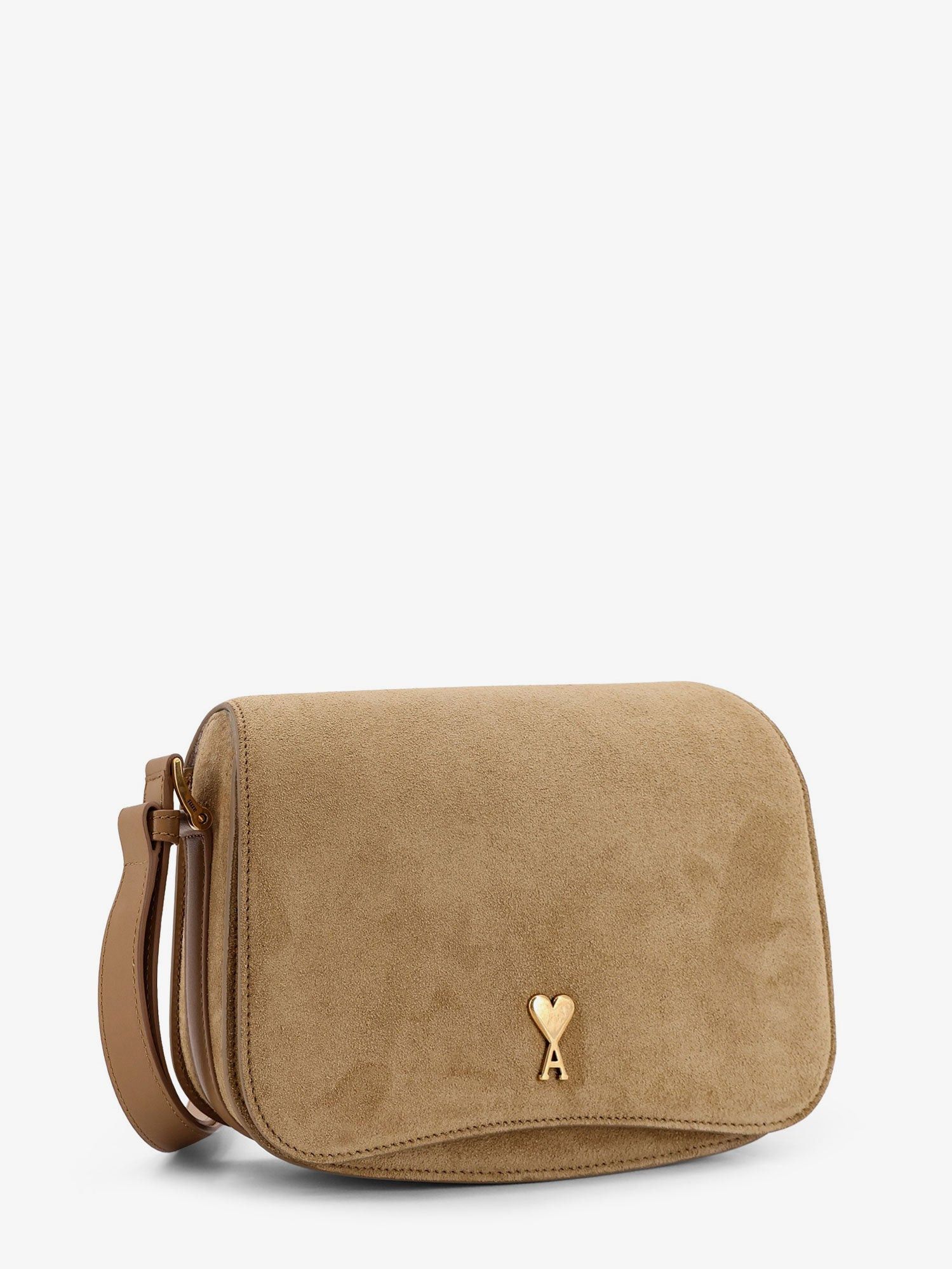 AMI Suede Shoulder Bag With Metal Logo On The Front Size ONE SIZE - 3 Thumbnail