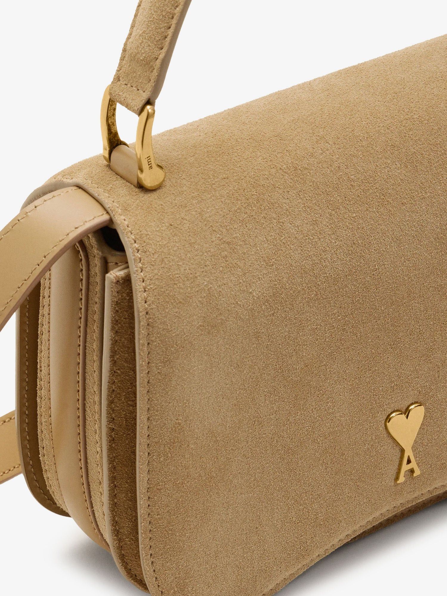 AMI Suede Crossbody Bag With Metal Logo On The Front Size ONE SIZE - 4 Thumbnail