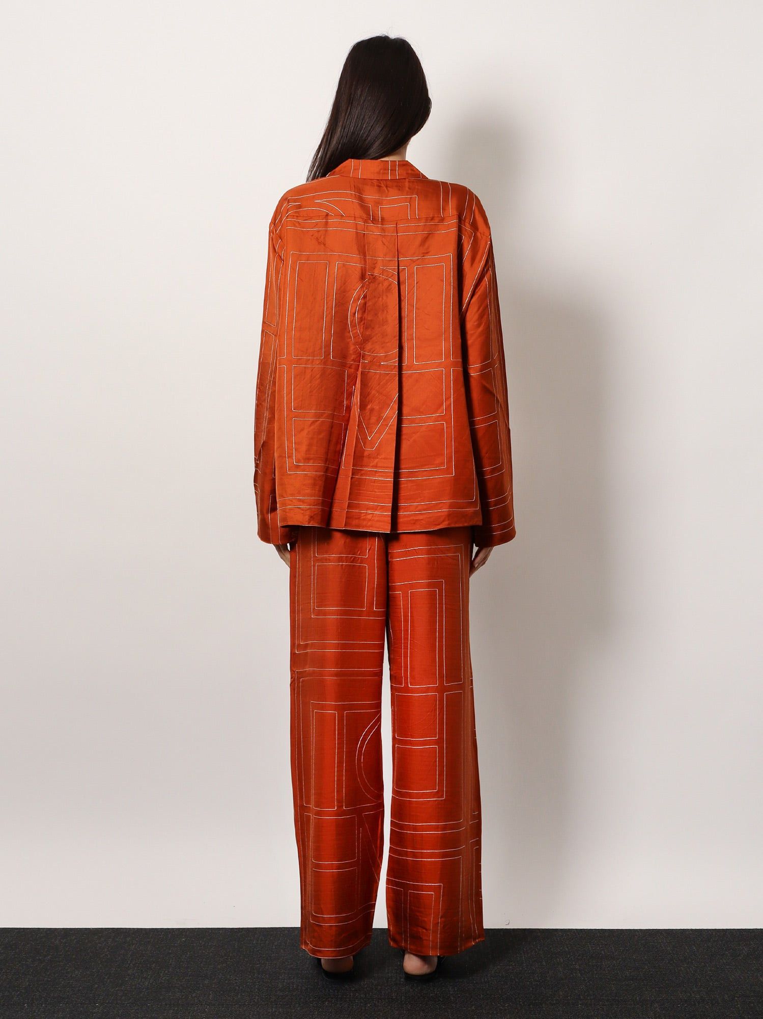 Toteme Silk Trousers With Monogram Logo Embroidery Size 25" / US 0 / IT 36 - 3 Thumbnail