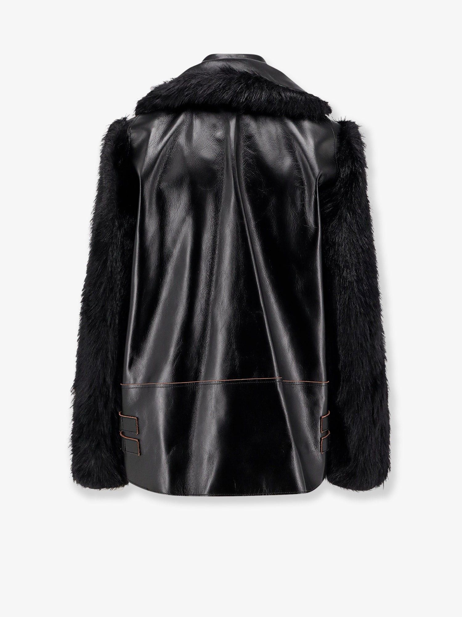 Sacai Leather Jacket With Synthetic Fur Inserts Size M / US 6-8 / IT 42-44 - 2 Thumbnail