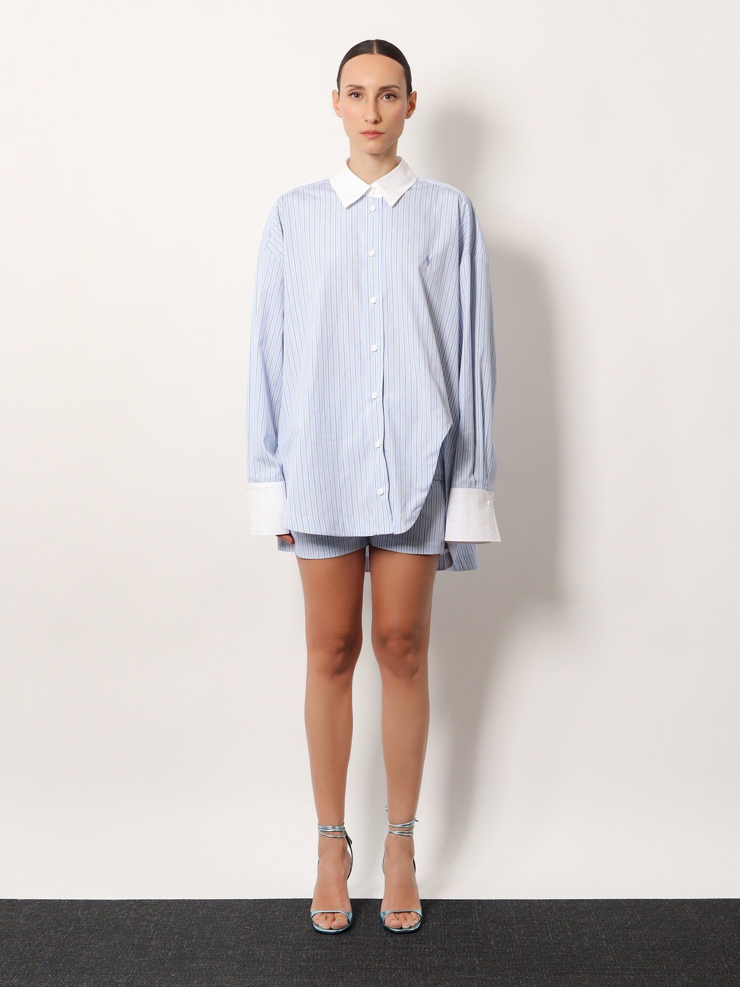 The Attico Oversize Striped Cotton Shirt Size XS / US 0-2 / IT 36-38 - 4 Thumbnail