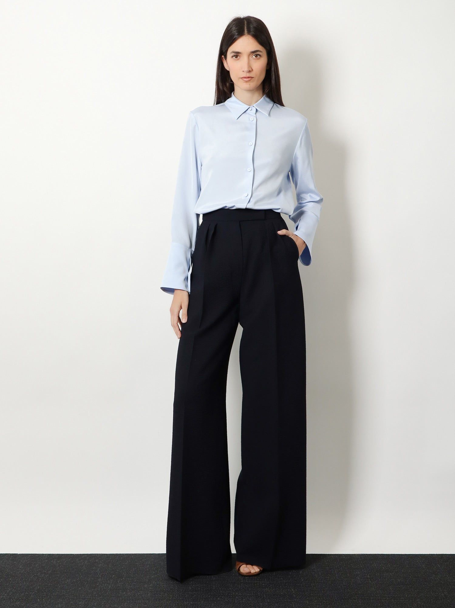 Max Mara Mxpvoliera Stretch Silk Shirt Size L / US 10 / IT 46 - 4 Thumbnail