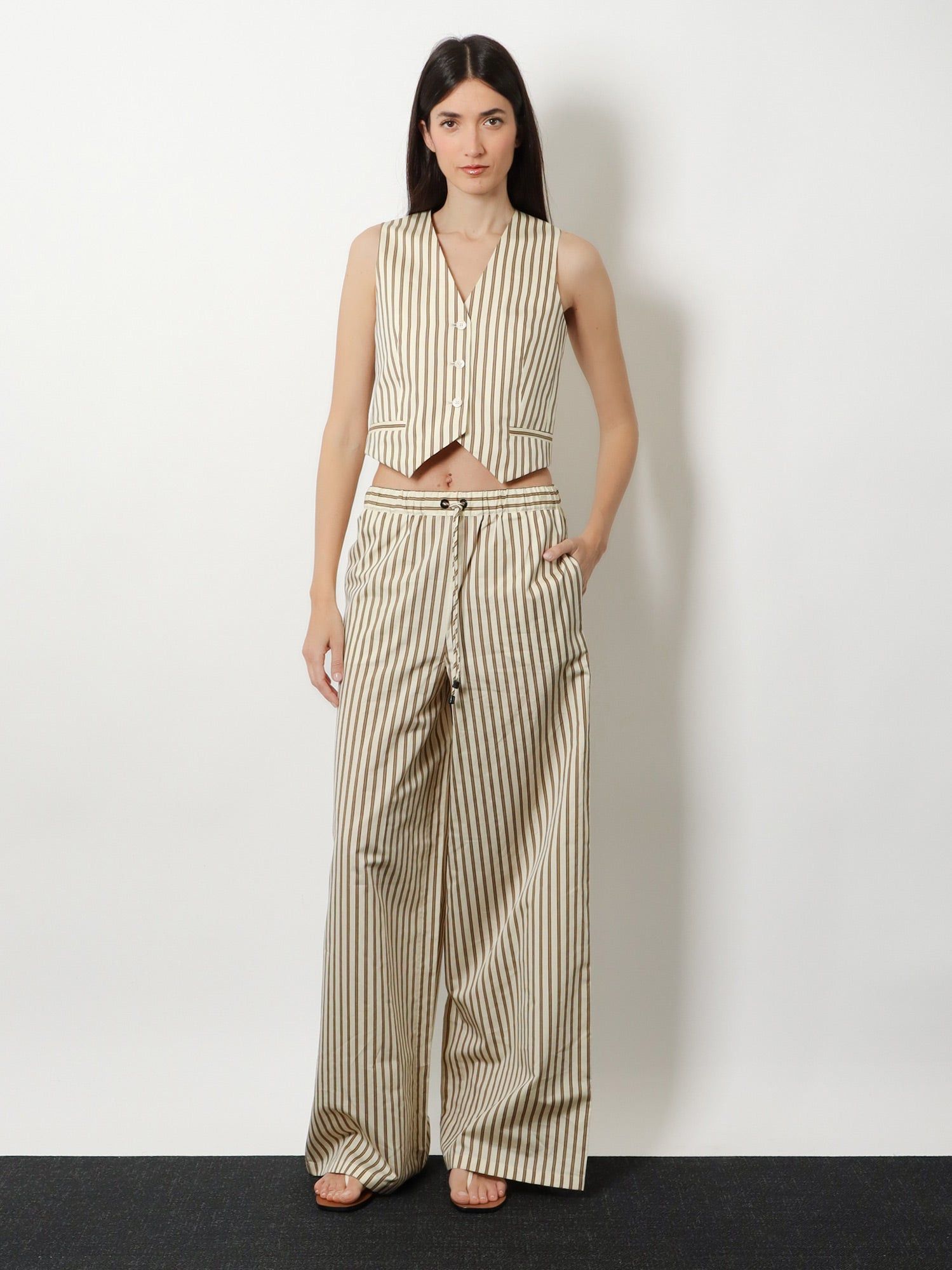 Max Mara Mxmfauno Striped Cotton And Silk Vest Size M / US 6-8 / IT 42-44 - 4 Thumbnail