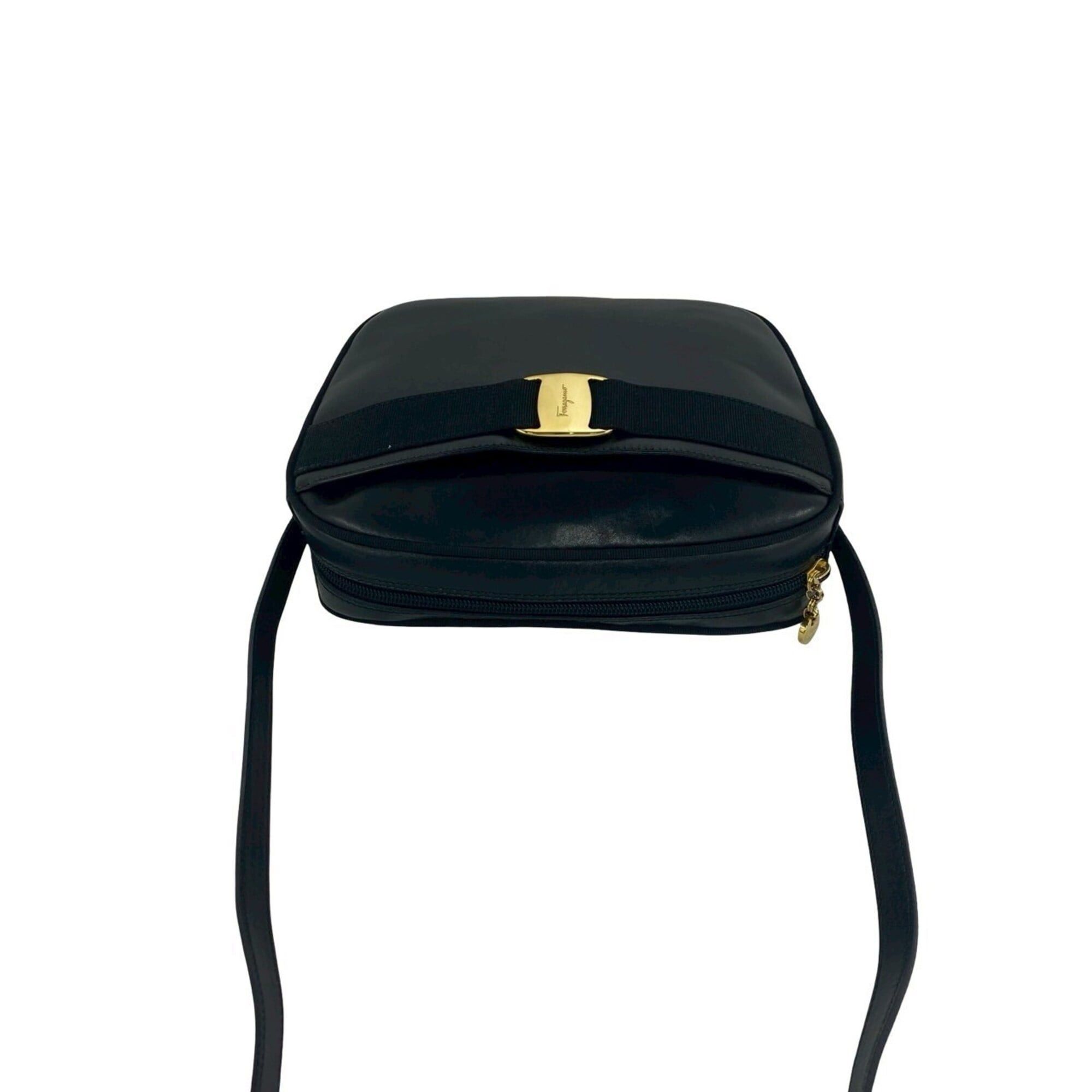 Salvatore Ferragamo Salvatore Ferragamo Vara Ribbon Leather Shoulder Bag/Pouch, Black, 38594 Size ONE SIZE - 4 Thumbnail