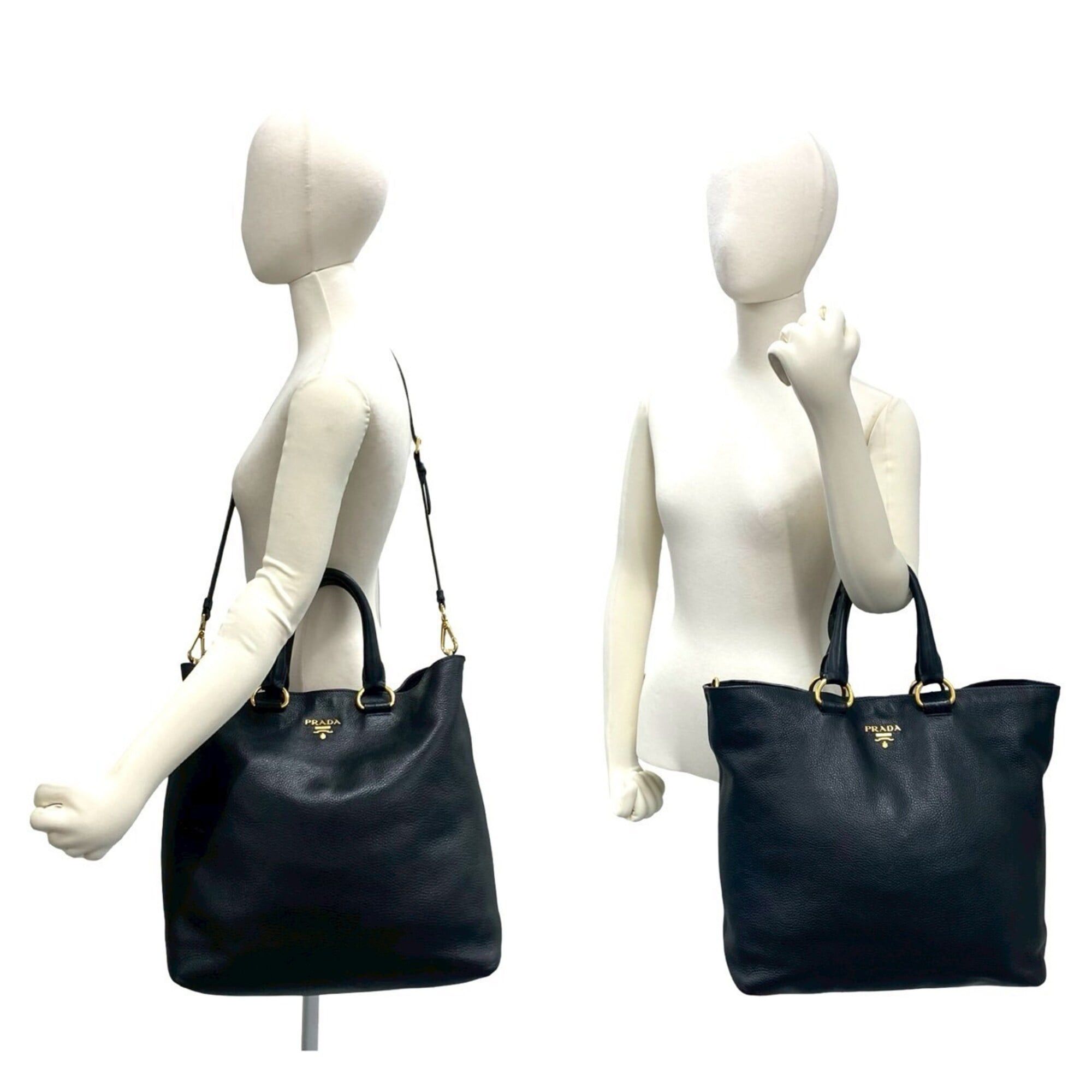 Prada Prada Logo Hardware Leather Genuine 2-way Handbag Shoulder Bag Business A4 Size Fitted Black i2152 Size ONE SIZE - 2 Thumbnail