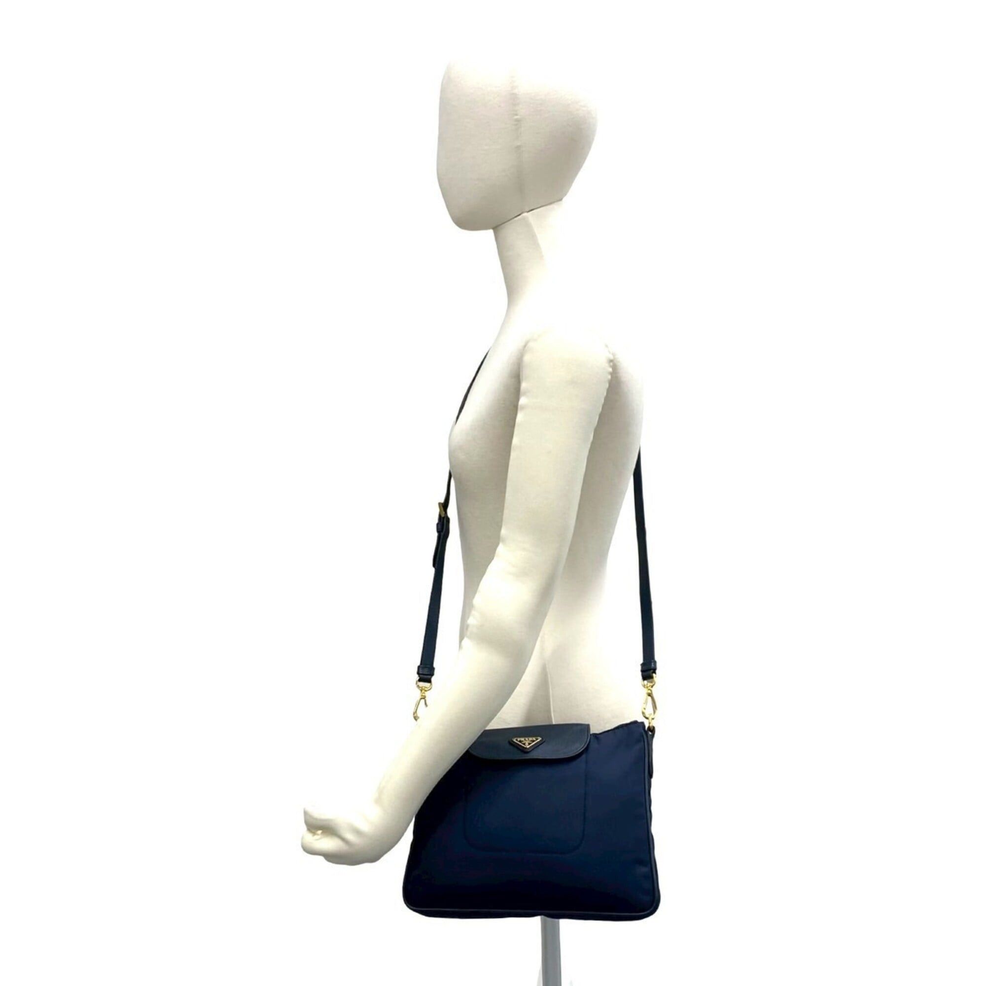 Prada Prada Triangle Logo Hardware Nylon Saffiano Leather Genuine Mini Shoulder Bag Pouch Sacoche Navy 95105 Size ONE SIZE - 2 Thumbnail