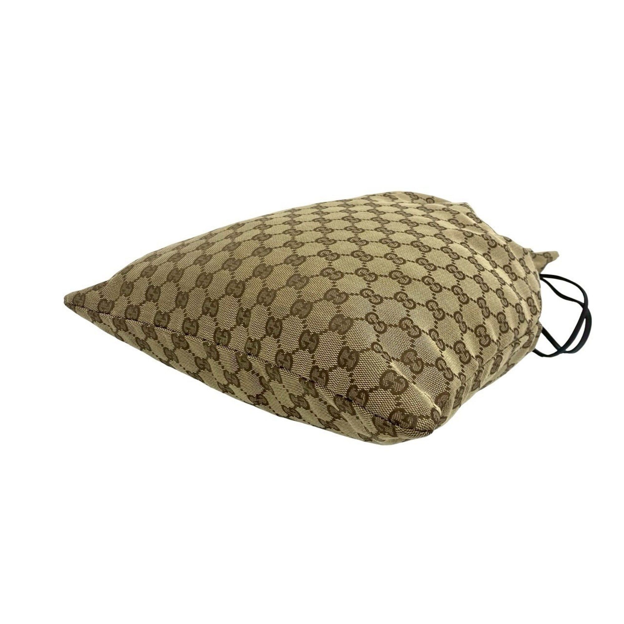 Gucci GUCCI GG Canvas Leather Drawstring Handbag Shoulder Bag Tote Pouch Brown 78024 Size ONE SIZE - 8 Thumbnail