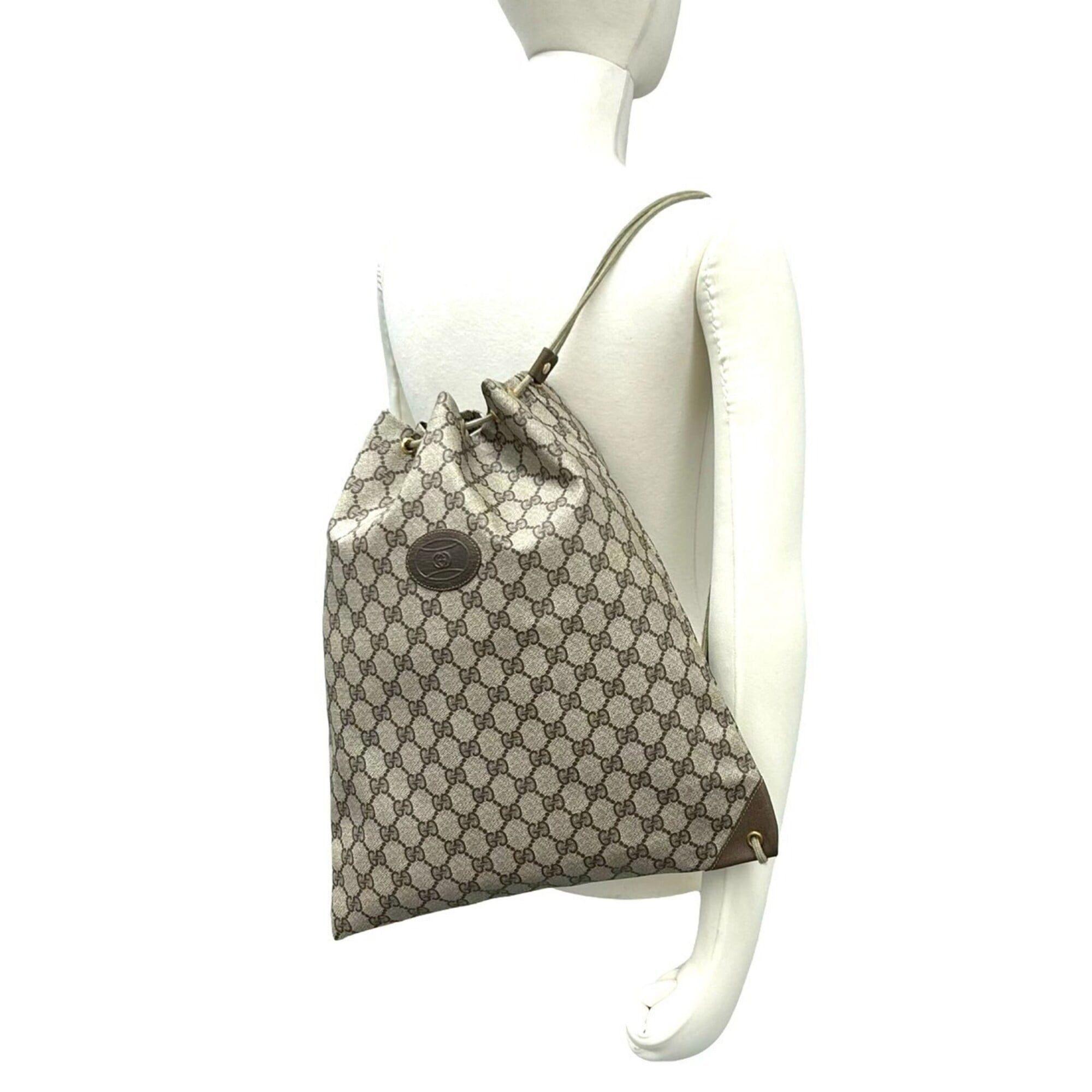 Gucci GUCCI Vintage GG Logo Leather Drawstring Semi-Shoulder Bag/Handbag, Brown, 45293 Size ONE SIZE - 2 Thumbnail
