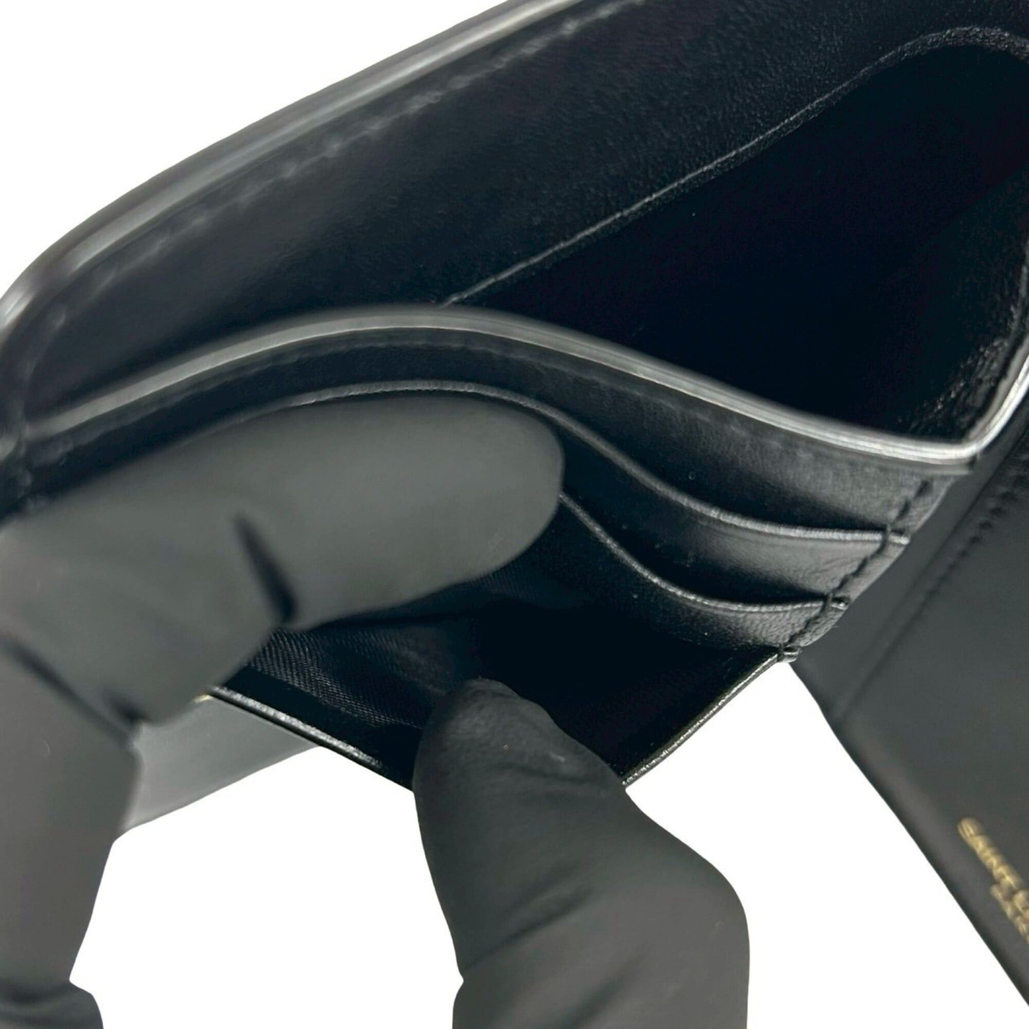 Yves Saint Laurent YVES SAINT LAURENT YSL Logo Hardware Leather Tri-fold Wallet Compact Black 54983 Size ONE SIZE - 9 Thumbnail