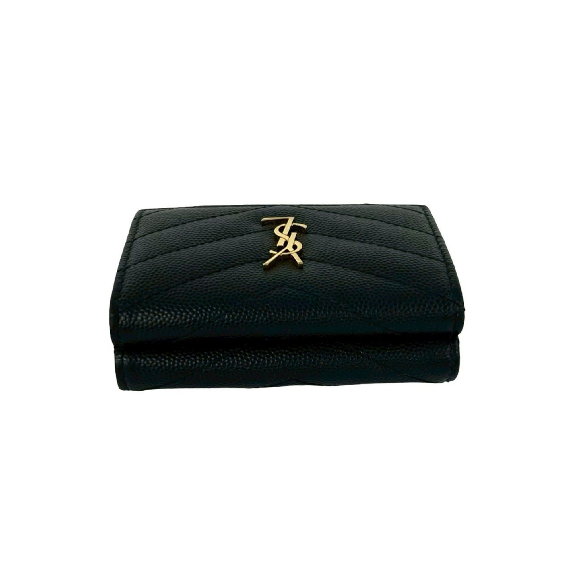 Yves Saint Laurent YVES SAINT LAURENT YSL Logo Hardware Leather Tri-fold Wallet Compact Black 54983 Size ONE SIZE - 3 Thumbnail