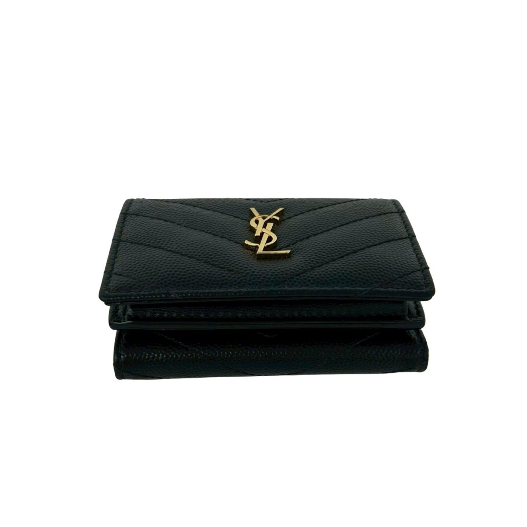 Yves Saint Laurent YVES SAINT LAURENT YSL Logo Hardware Leather Tri-fold Wallet Compact Black 54983 Size ONE SIZE - 6 Thumbnail