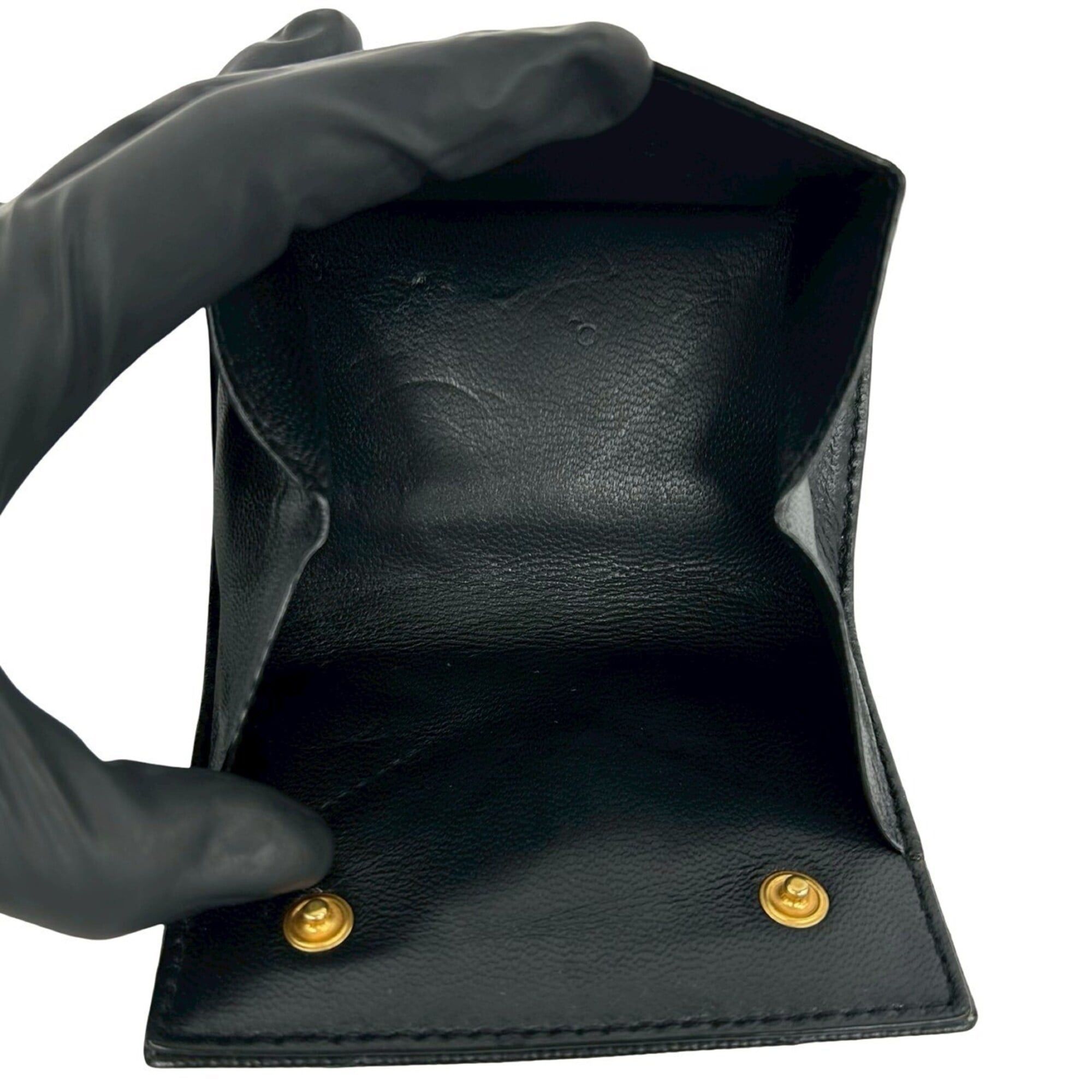 Yves Saint Laurent YVES SAINT LAURENT YSL Logo Hardware Leather Tri-fold Wallet Compact Black 54983 Size ONE SIZE - 10 Thumbnail