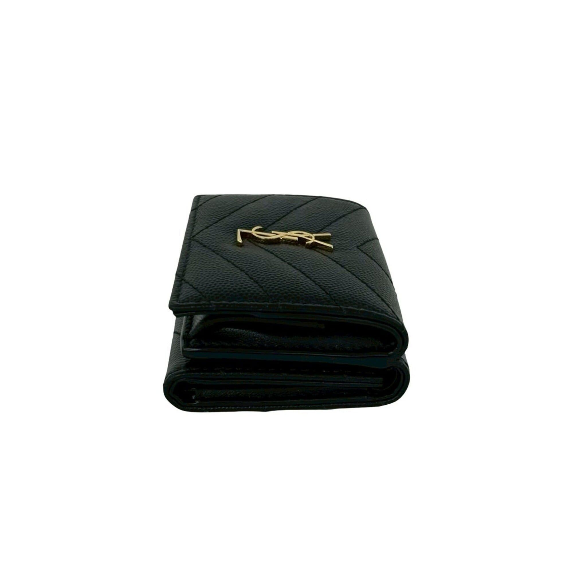 Yves Saint Laurent YVES SAINT LAURENT YSL Logo Hardware Leather Tri-fold Wallet Compact Black 54983 Size ONE SIZE - 5 Thumbnail