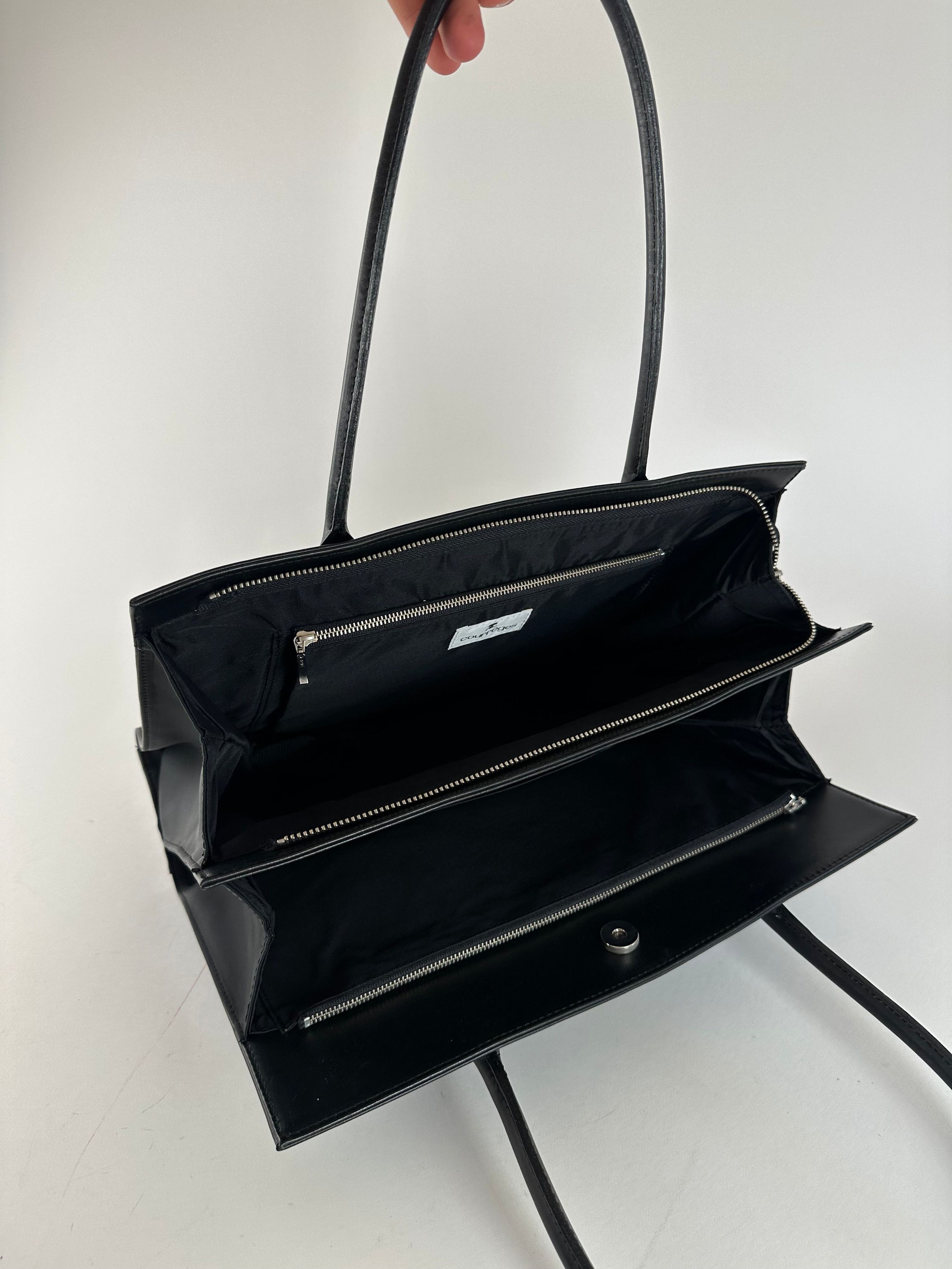 Courreges Vintage Courrèges Structured Leather Shoulder Tote Black Size ONE SIZE - 3 Thumbnail
