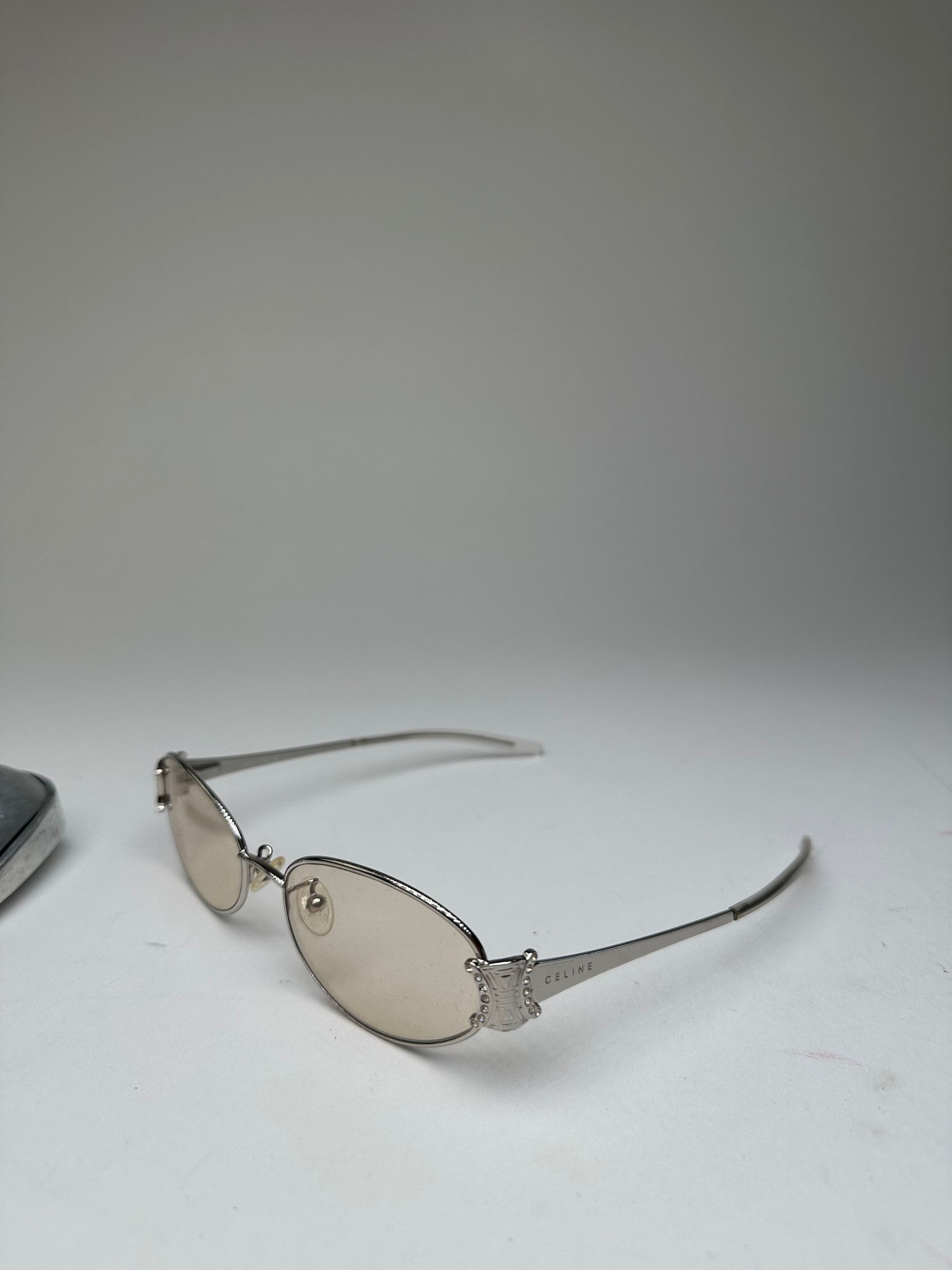 Celine Vintage Triomphe Oval Metal Sunglasses Silver Size ONE SIZE - 6 Thumbnail