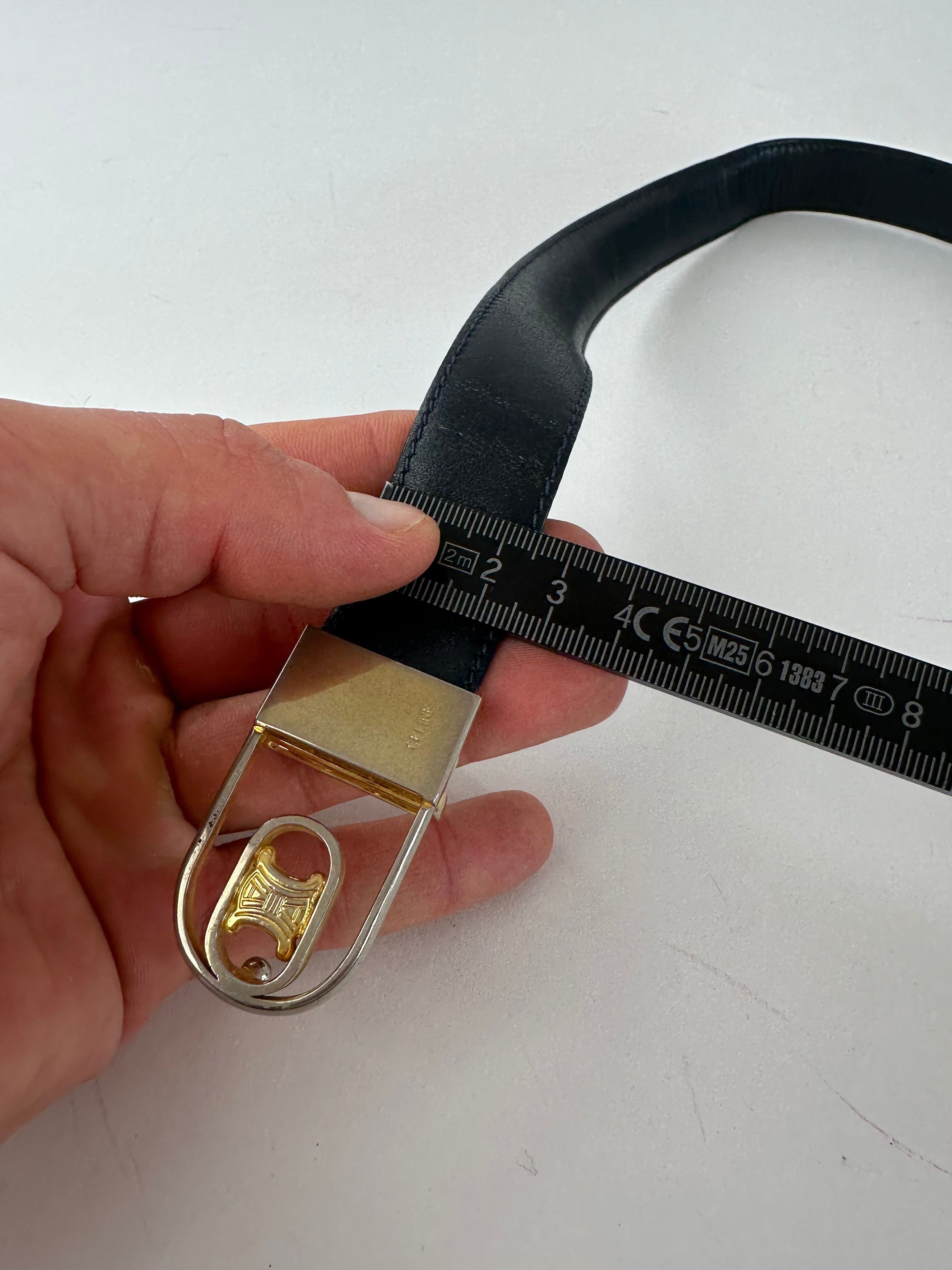 Celine Vintage Triomphe Reversible Leather Belt Black Burgundy 85 Size ONE SIZE - 9 Thumbnail