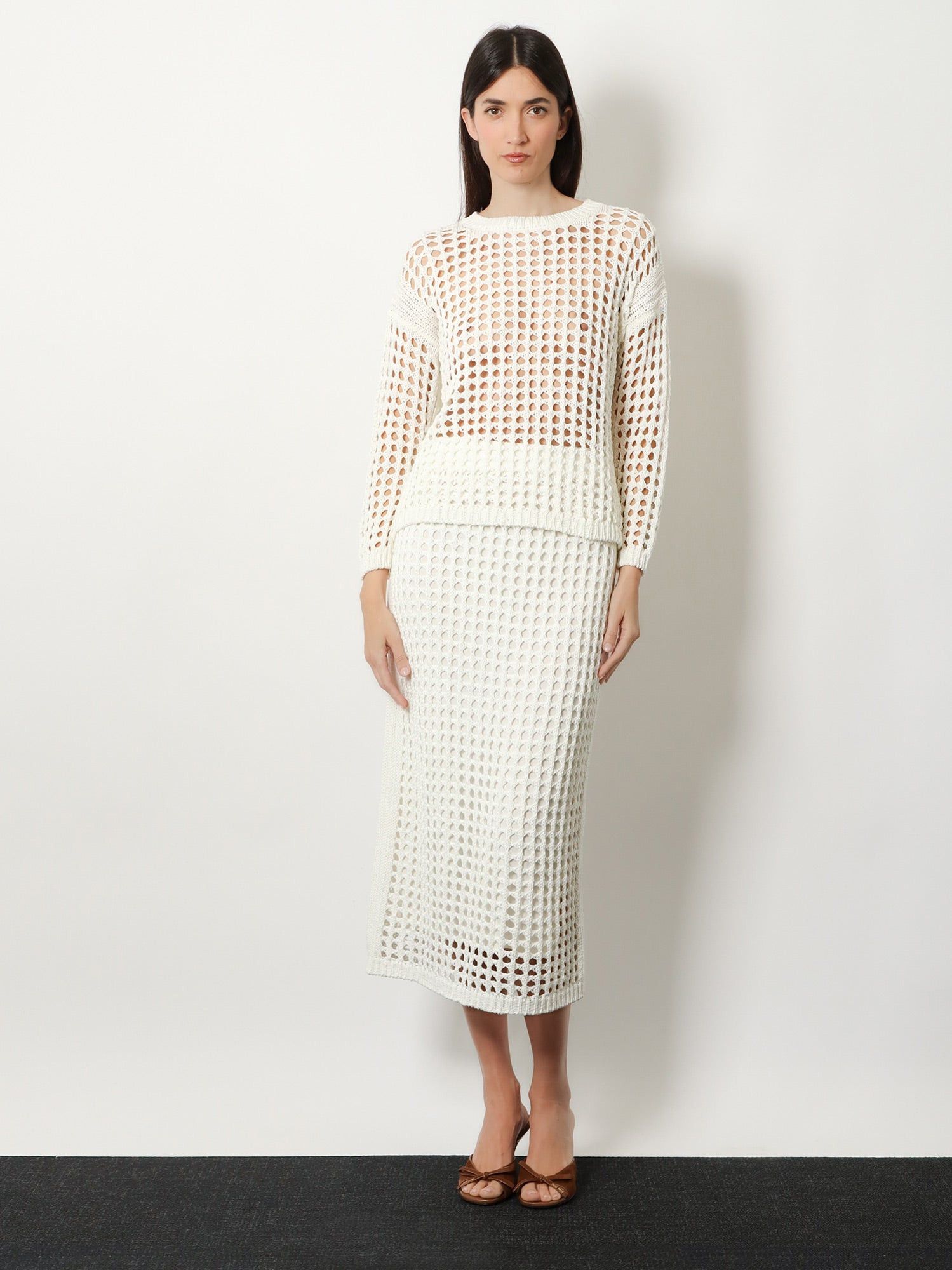 Max Mara Mxpfebe Perforated Cotton Sweater Size S / US 4 / IT 40 - 2 Thumbnail