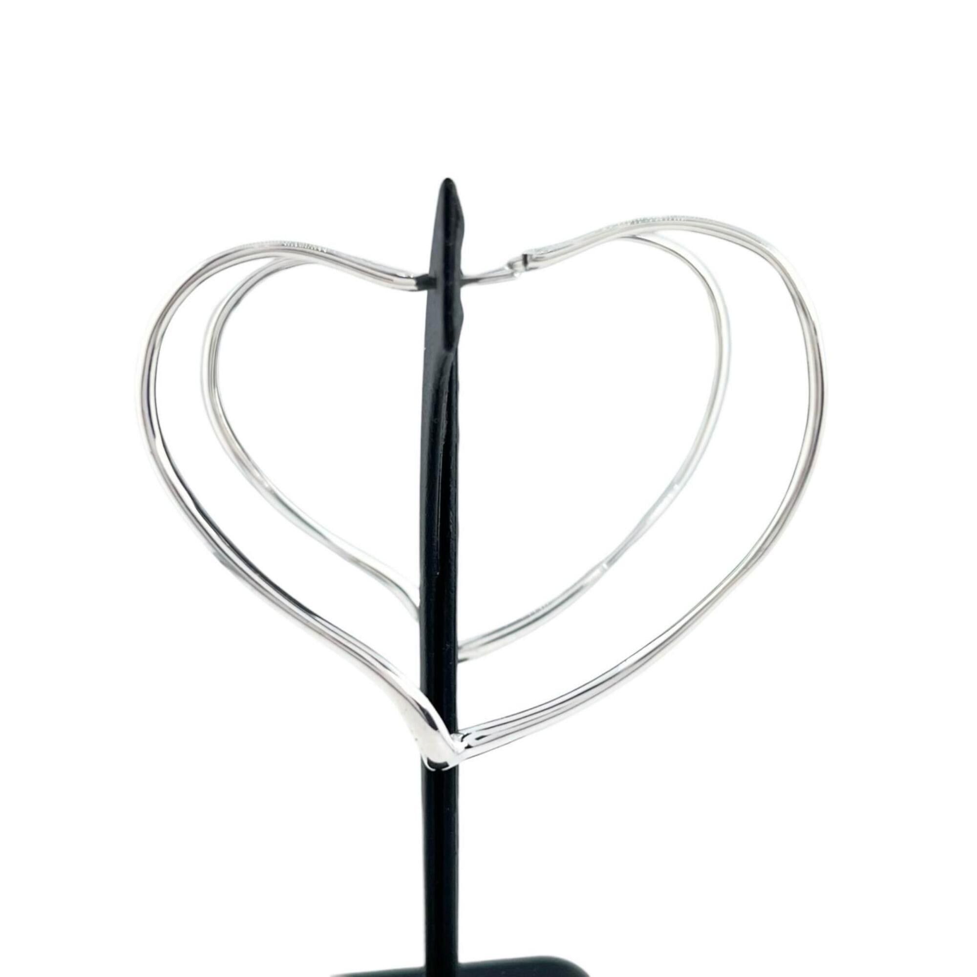 Tiffany & Co. TIFFANY&Co. Tiffany & Co. AG925 Elsa Peretti Open Heart Hoop Earrings, Large, Pair, Silver, Women's Size ONE SIZE - 3 Thumbnail