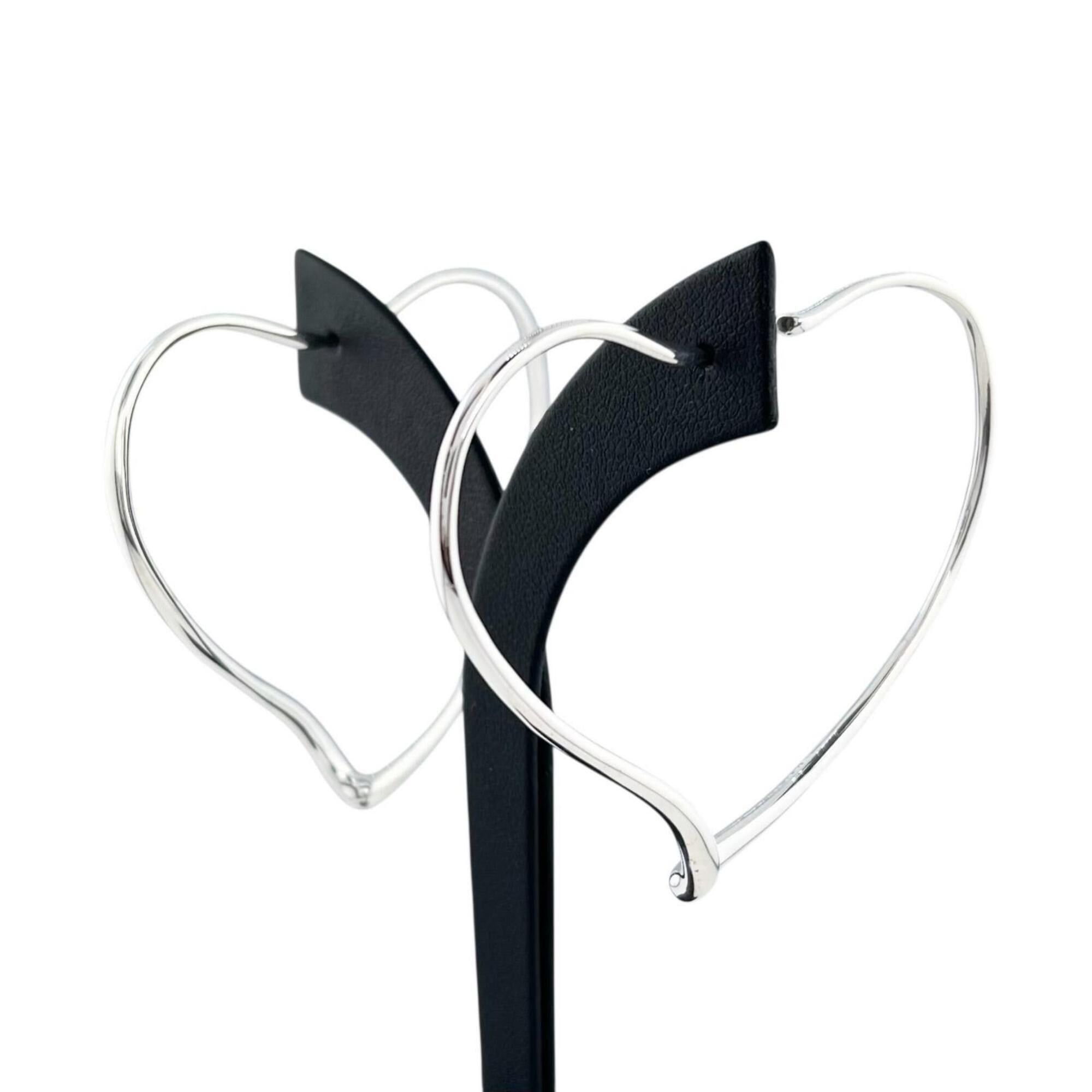 Tiffany & Co. TIFFANY&Co. Tiffany & Co. AG925 Elsa Peretti Open Heart Hoop Earrings, Large, Pair, Silver, Women's Size ONE SIZE - 2 Thumbnail
