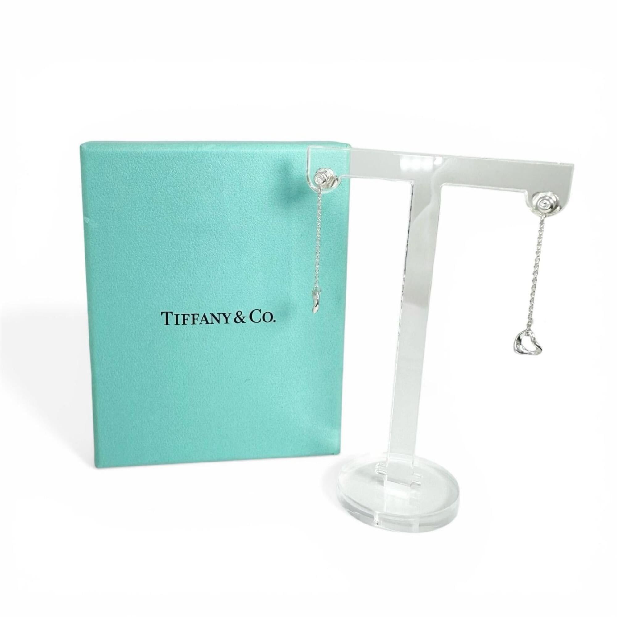 Tiffany & Co. TIFFANY&Co. Tiffany & Co. By the Yard AG925 Diamond Open Heart Drop Earrings, Silver, with Case, Made in Spain, Weight 1.6g, Women's Size ONE SIZE - 2 Thumbnail