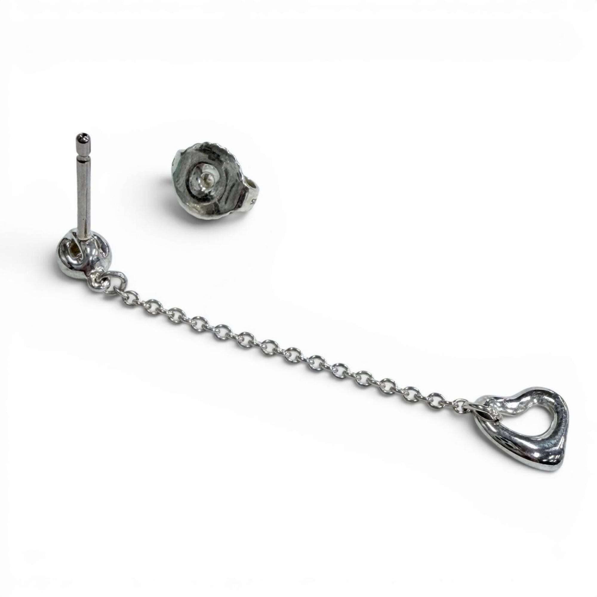 Tiffany & Co. TIFFANY&Co. Tiffany & Co. By the Yard AG925 Diamond Open Heart Drop Earrings, Silver, with Case, Made in Spain, Weight 1.6g, Women's Size ONE SIZE - 9 Thumbnail