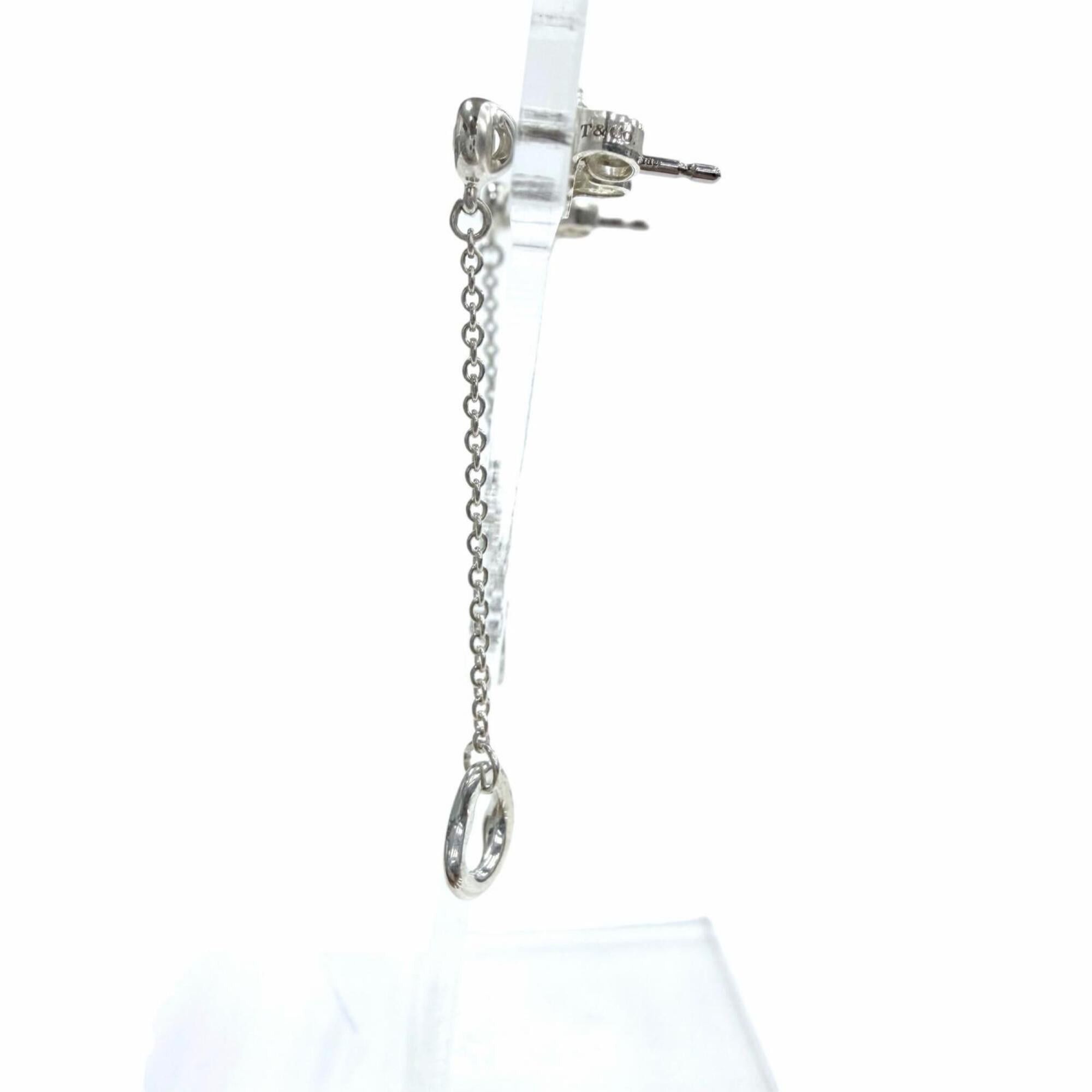 Tiffany & Co. TIFFANY&Co. Tiffany & Co. By the Yard AG925 Diamond Open Heart Drop Earrings, Silver, with Case, Made in Spain, Weight 1.6g, Women's Size ONE SIZE - 3 Thumbnail