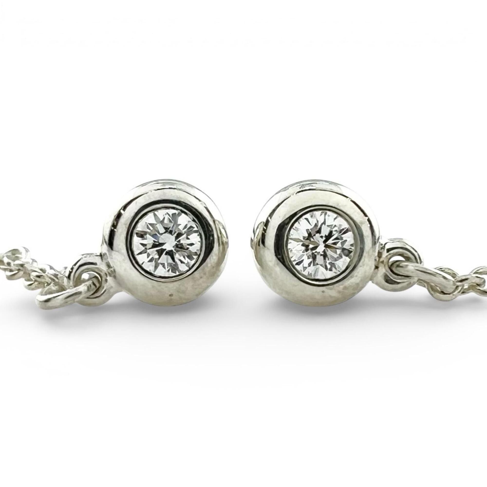 Tiffany & Co. TIFFANY&Co. Tiffany & Co. By the Yard AG925 Diamond Open Heart Drop Earrings, Silver, with Case, Made in Spain, Weight 1.6g, Women's Size ONE SIZE - 7 Thumbnail