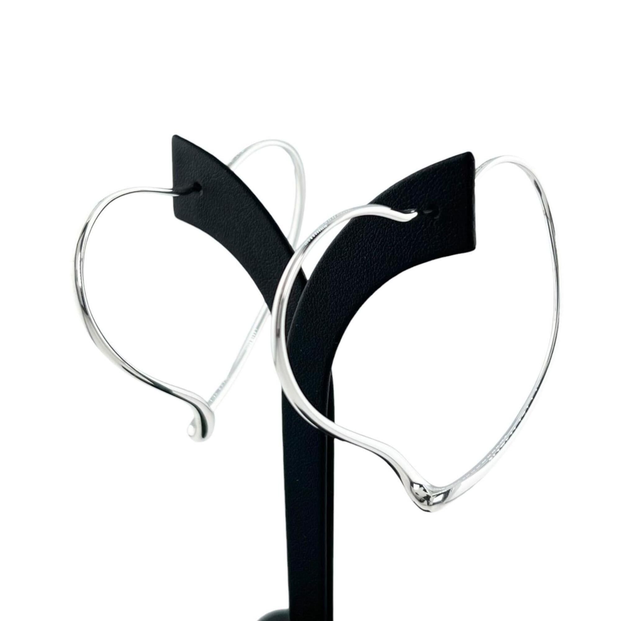 Tiffany & Co. TIFFANY&Co. Tiffany & Co. Elsa Peretti Open Heart Hoop Earrings (Pair) AG925 Silver with Storage Pouch - Women's Size ONE SIZE - 3 Thumbnail