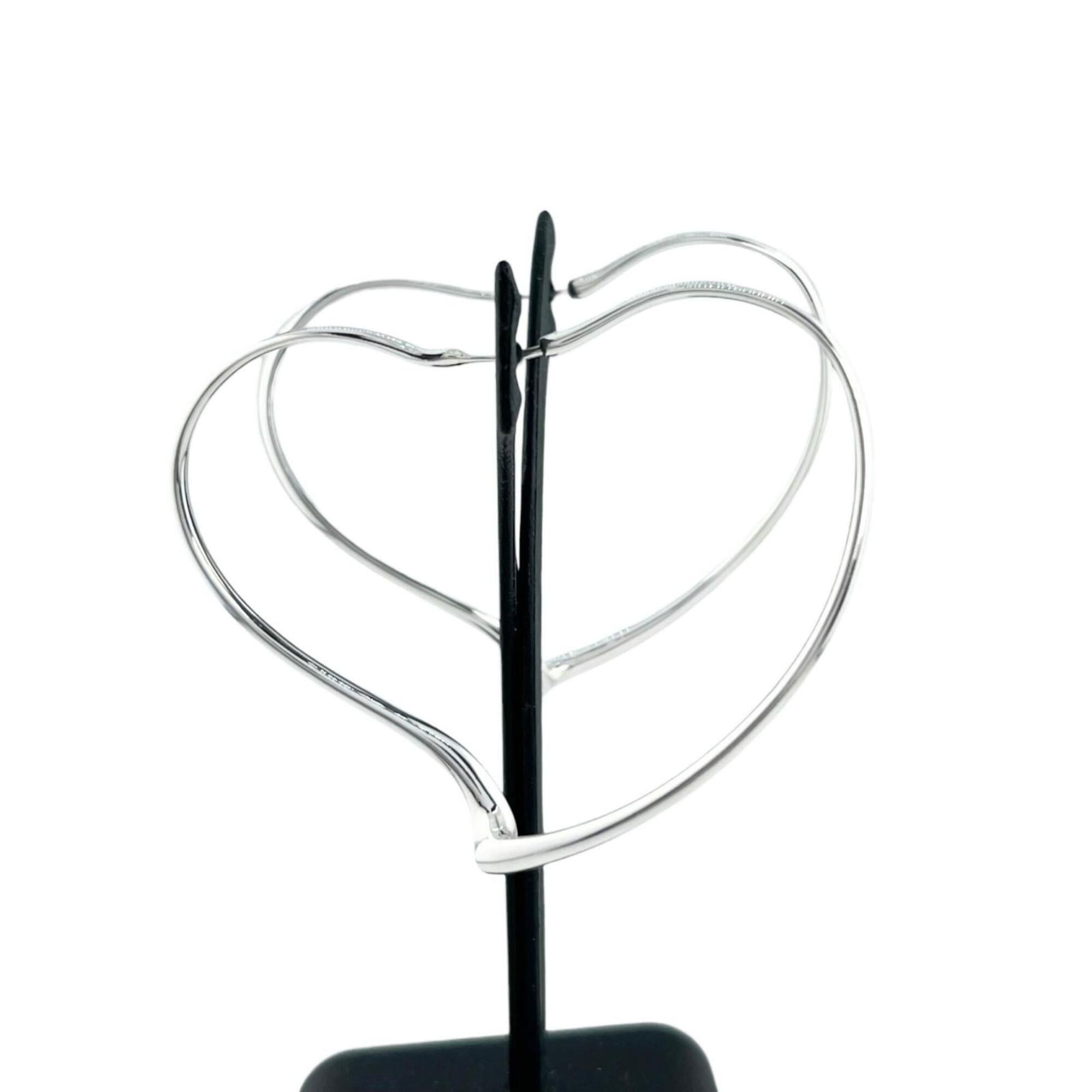 Tiffany & Co. TIFFANY&Co. Tiffany & Co. Elsa Peretti Open Heart Hoop Earrings (Pair) AG925 Silver with Storage Pouch - Women's Size ONE SIZE - 4 Thumbnail