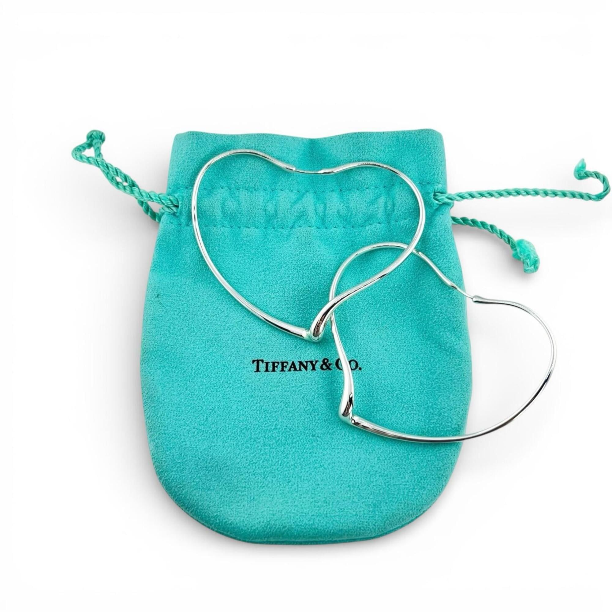 Tiffany & Co. TIFFANY&Co. Tiffany & Co. Elsa Peretti Open Heart Hoop Earrings (Pair) AG925 Silver with Storage Pouch - Women's Size ONE SIZE - 2 Thumbnail