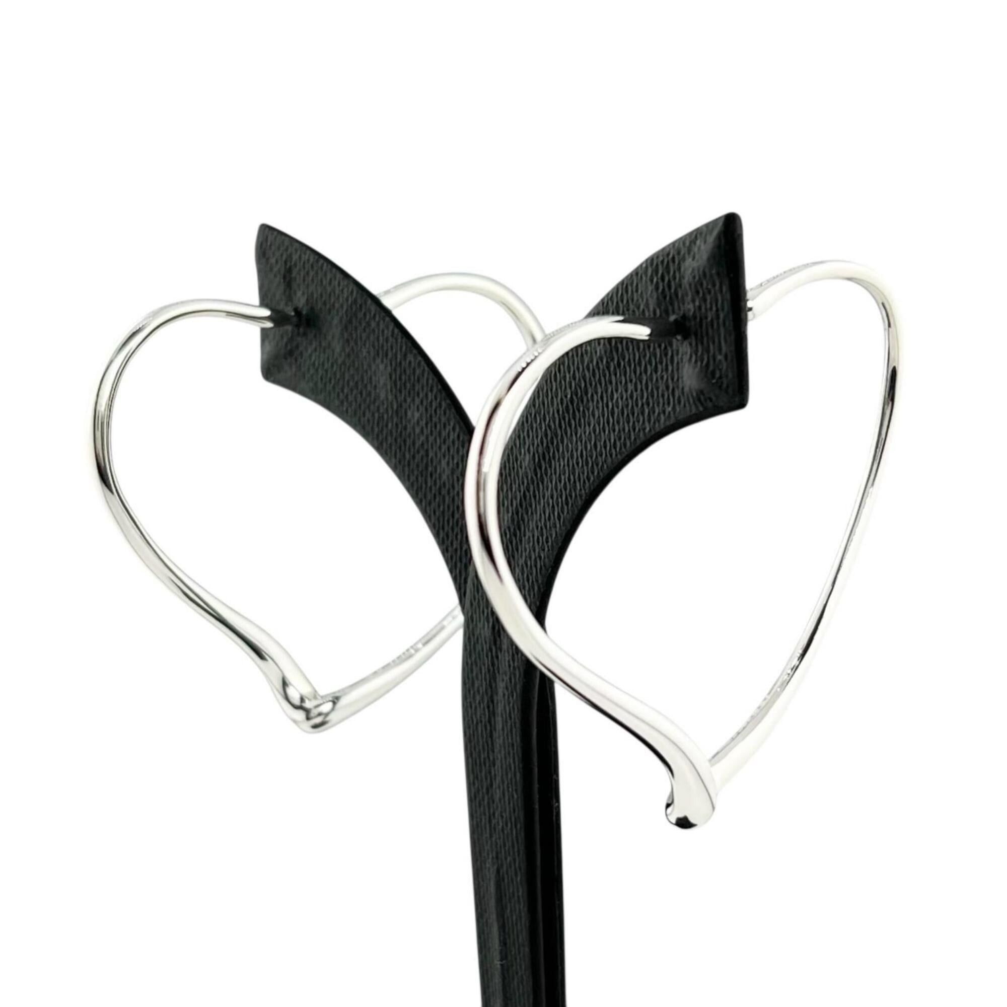 Tiffany & Co. TIFFANY&Co. Tiffany & Co. AG925 Elsa Peretti Open Heart Hoop Earrings (Pair) Silver Women's Size ONE SIZE - 2 Thumbnail