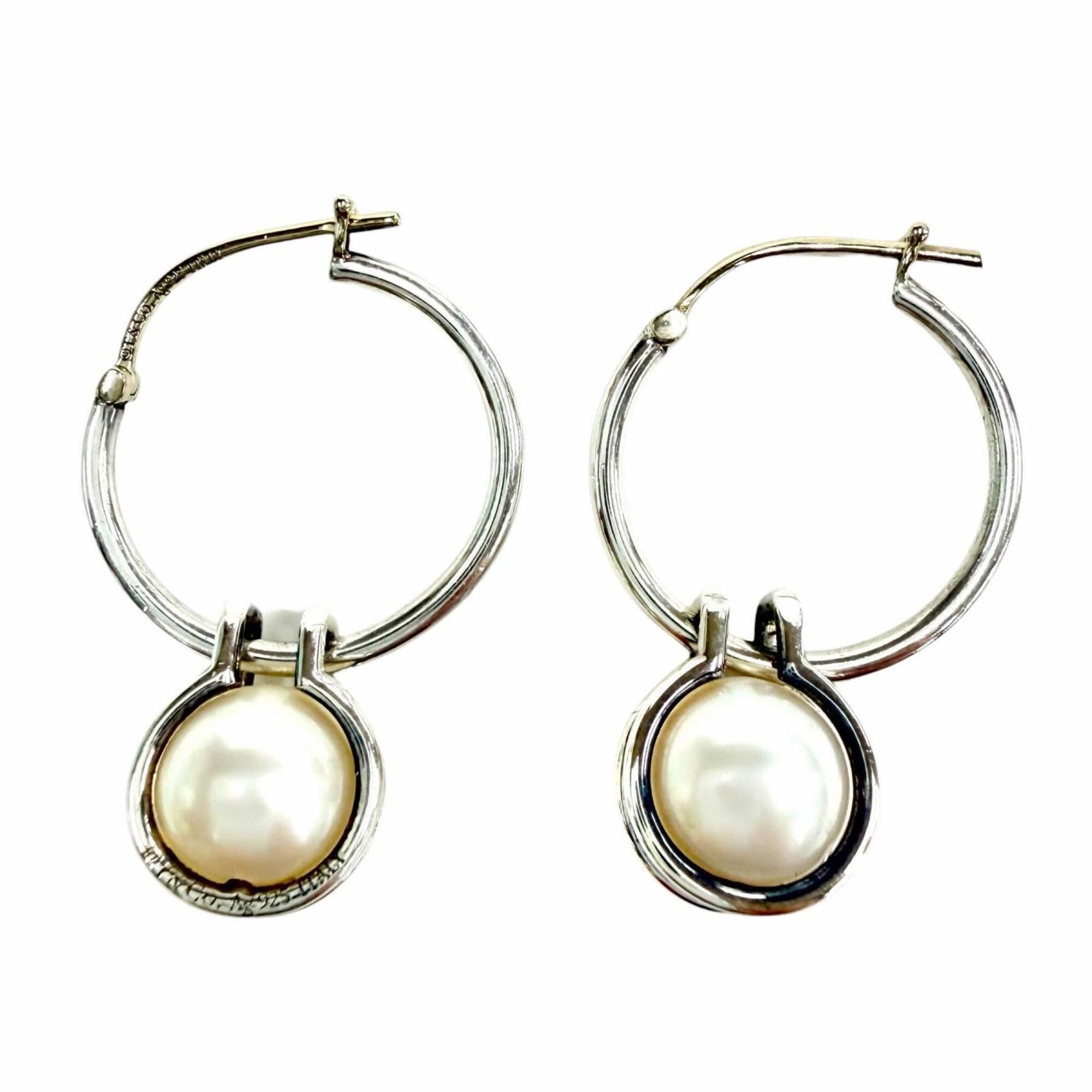 Tiffany & Co. TIFFANY&Co. Tiffany HardWear Pearl Hoop Earrings, 925 Sterling Silver with Freshwater Pearls, and Gold, Comes Box Dust Bag, Made in Italy, Weight: 5.5g, Women's. Size ONE SIZE - 6 Thumbnail