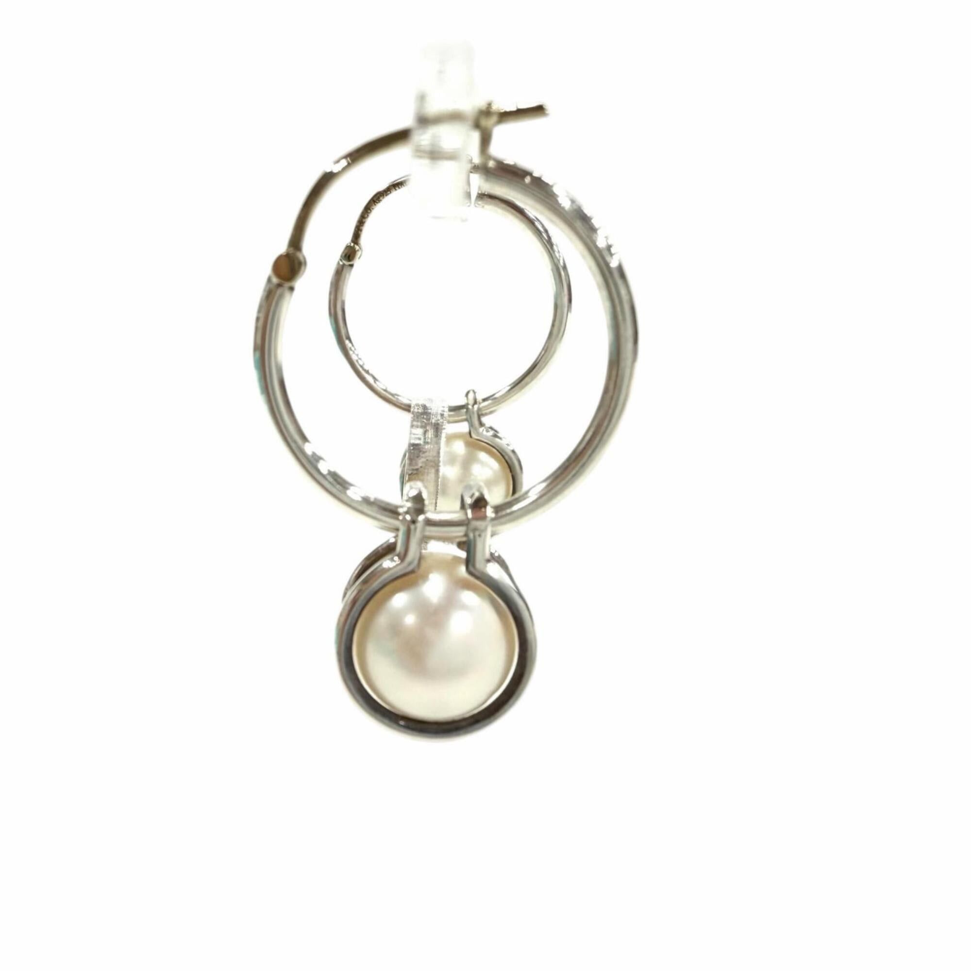 Tiffany & Co. TIFFANY&Co. Tiffany HardWear Pearl Hoop Earrings, 925 Sterling Silver with Freshwater Pearls, and Gold, Comes Box Dust Bag, Made in Italy, Weight: 5.5g, Women's. Size ONE SIZE - 4 Thumbnail