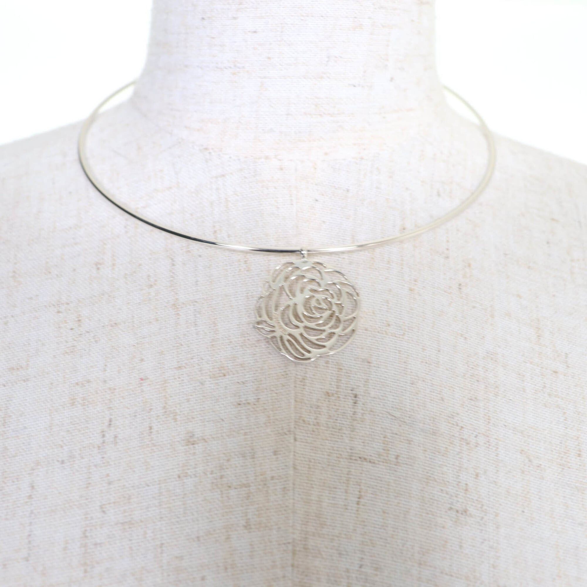 Chanel CHANEL 925 Camellia Logo Choker Necklace, Silver, Weight 14.0g, Women's Accessory Size ONE SIZE - 3 Thumbnail