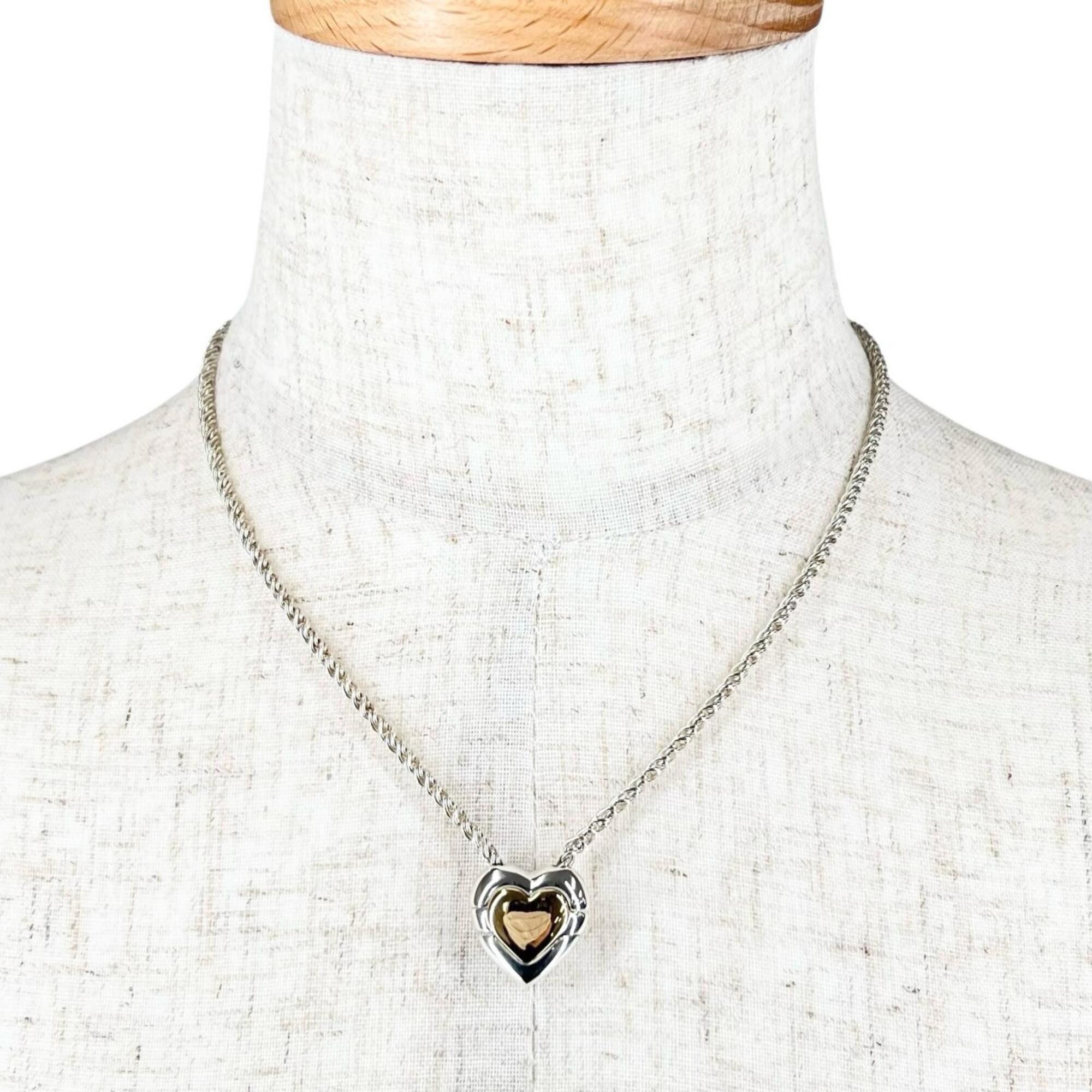 Tiffany & Co. TIFFANY&Co. Tiffany Vintage 925 750 Double Heart Puzzle Necklace, Silver and Gold, Made in Italy, Weight 22.9g, Women's. Size ONE SIZE - 2 Thumbnail