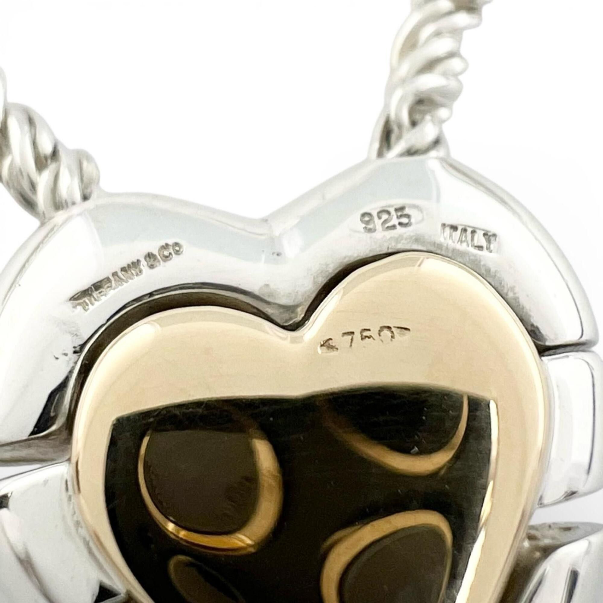 Tiffany & Co. TIFFANY&Co. Tiffany Vintage 925 750 Double Heart Puzzle Necklace, Silver and Gold, Made in Italy, Weight 22.9g, Women's. Size ONE SIZE - 8 Thumbnail