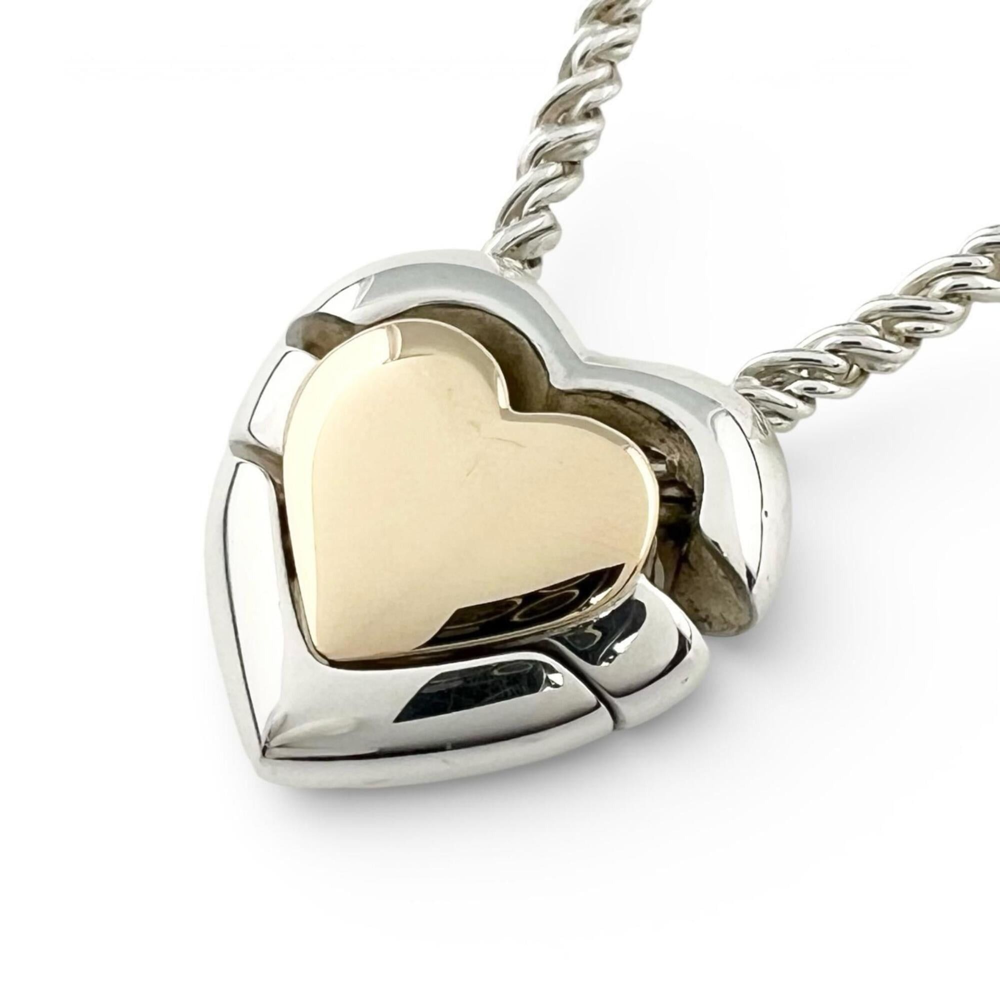 Tiffany & Co. TIFFANY&Co. Tiffany Vintage 925 750 Double Heart Puzzle Necklace, Silver and Gold, Made in Italy, Weight 22.9g, Women's. Size ONE SIZE - 3 Thumbnail