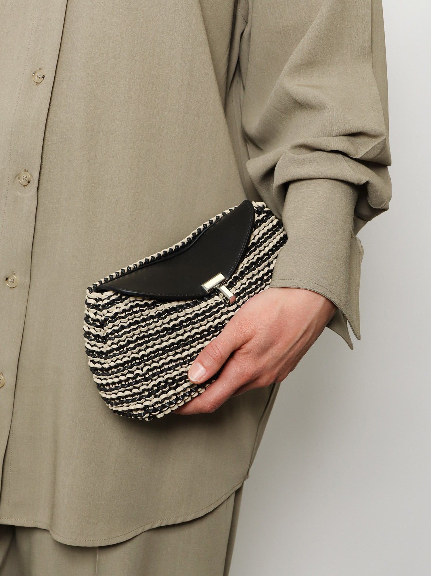 Toteme Mini T-Lock Clutch In Leather With Woven Pattern Size ONE SIZE - 2 Thumbnail